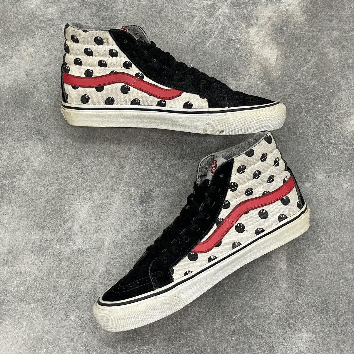 Stussy × Vans Stussy x Vans Vault Sk8-Hi LX 8-Ball UK8 US9 White Red Rare Size US 9 / EU 42 - 2 Thumbnail