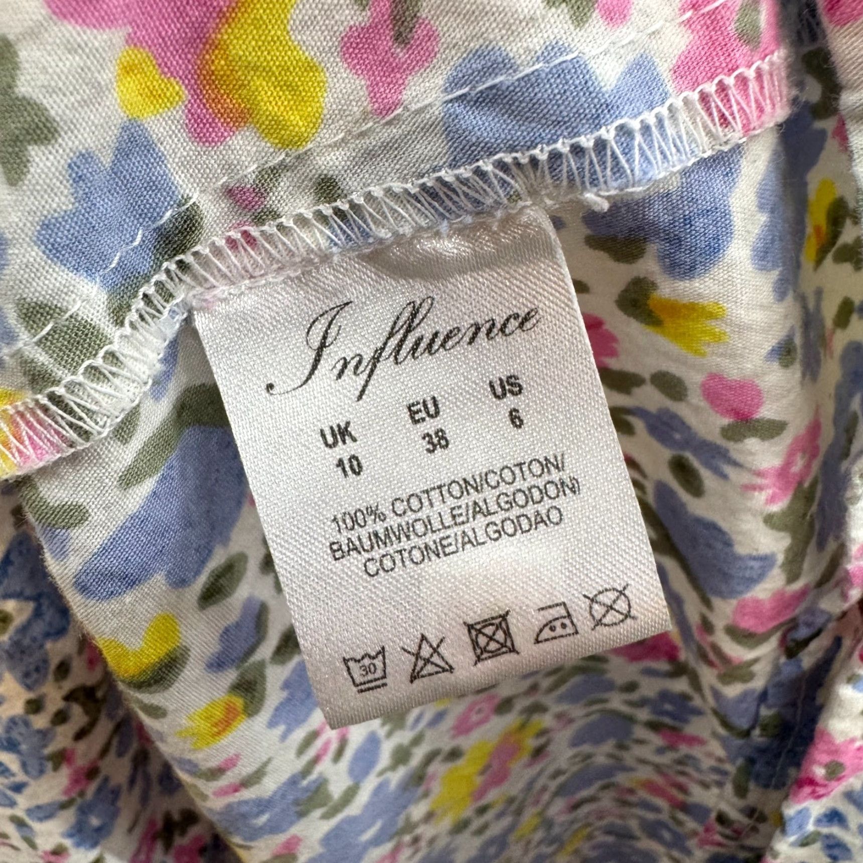 Vintage Influence Maxi Dress Women's Sleeveless V-Neck 10 Blue Floral Ditsy Cottagecore Garden Party Midi Long Size L / US 10 / IT 46 - 7 Thumbnail