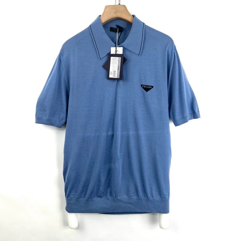 Prada Prada Triangle blue polo knitted short sleeves 2505-Nextarr Size US L / EU 52-54 / 3 - 2 Thumbnail