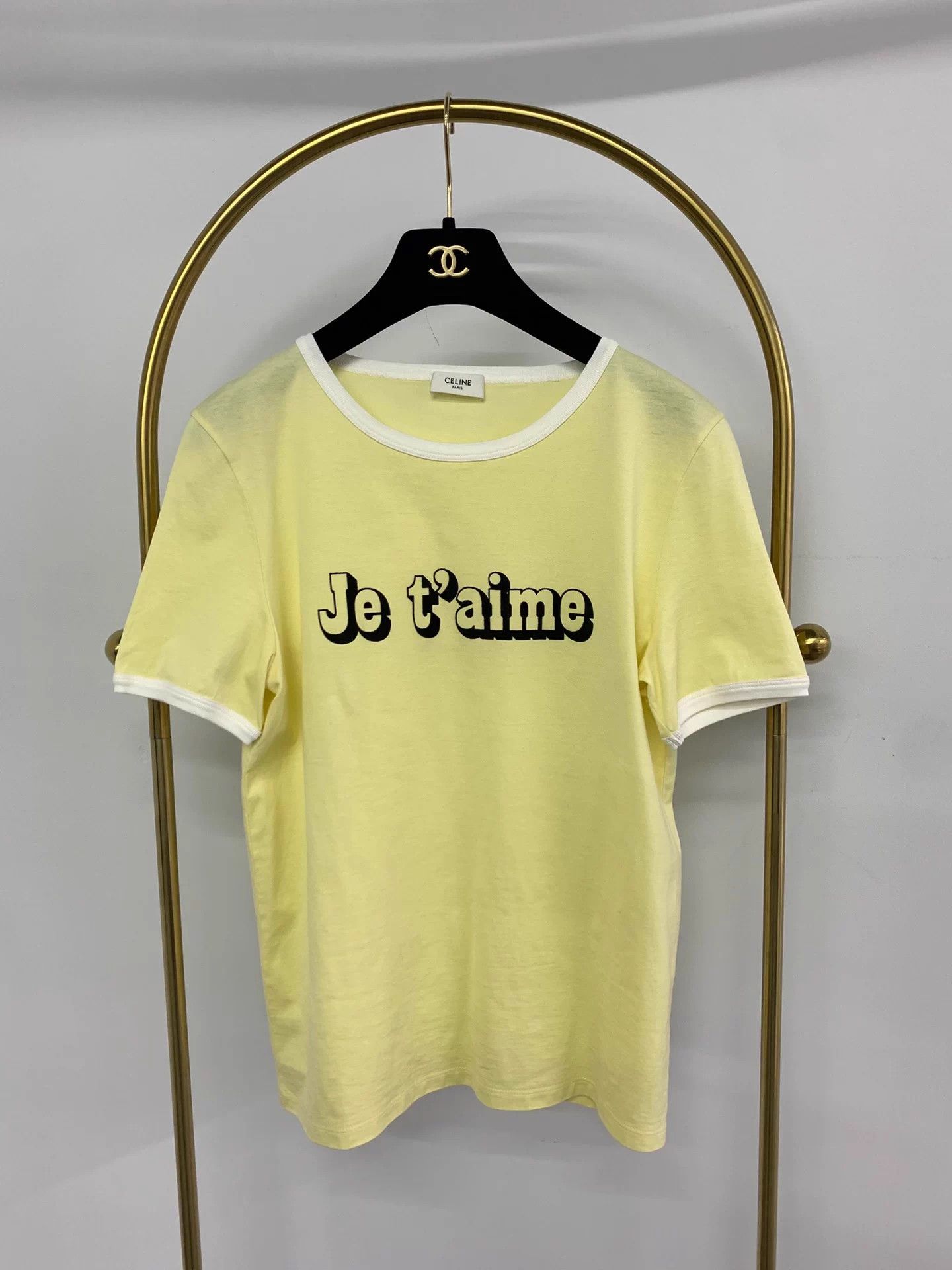 Celine Celine yellow & white logo T-shirt M new Size M / US 6-8 / IT 42-44 - 1 Thumbnail