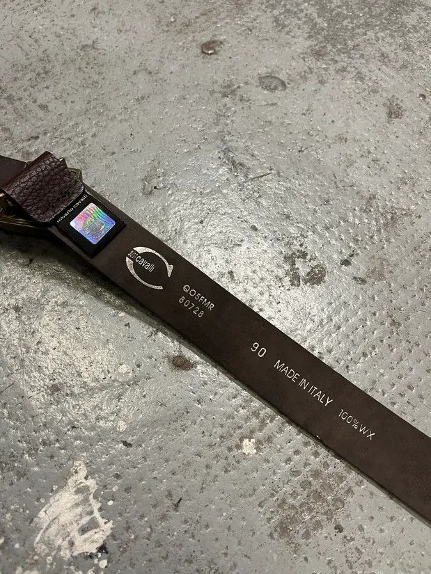 Designer × Just Cavalli × Vintage 2000s Cavalli Black Spice Brown Leather Belt Size ONE SIZE - 9 Thumbnail