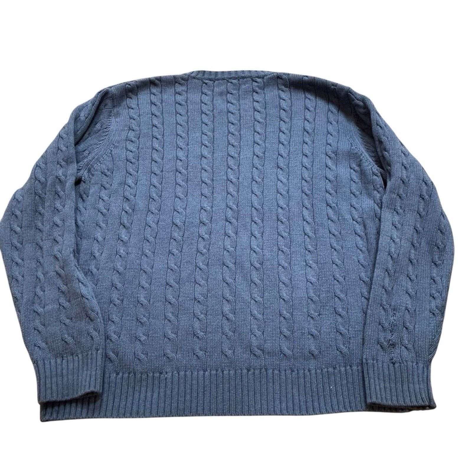 Lands' End Land's End Cable Knit Cotton Lt Blue Crew Neck Sweater XL Size US XL / EU 56 / 4 - 4 Thumbnail