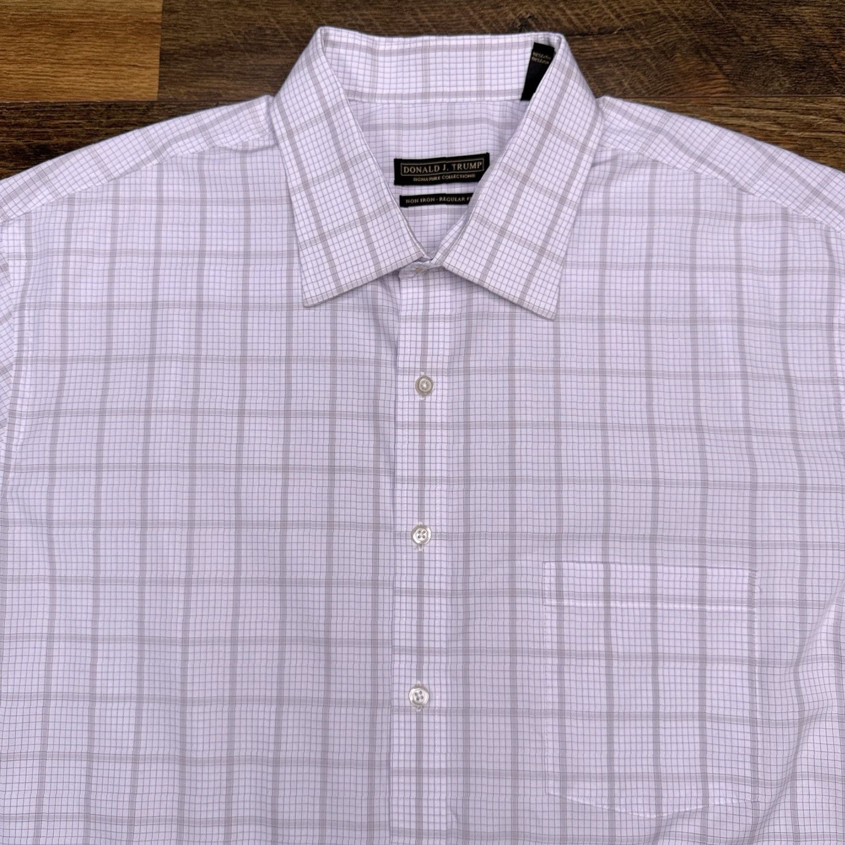Vintage Donald J. Trump Shirt Mens Regular Fit 18 White Plaid Non-Iron Button Up Shirt Size US XXL / EU 58 / 5 - 5 Thumbnail