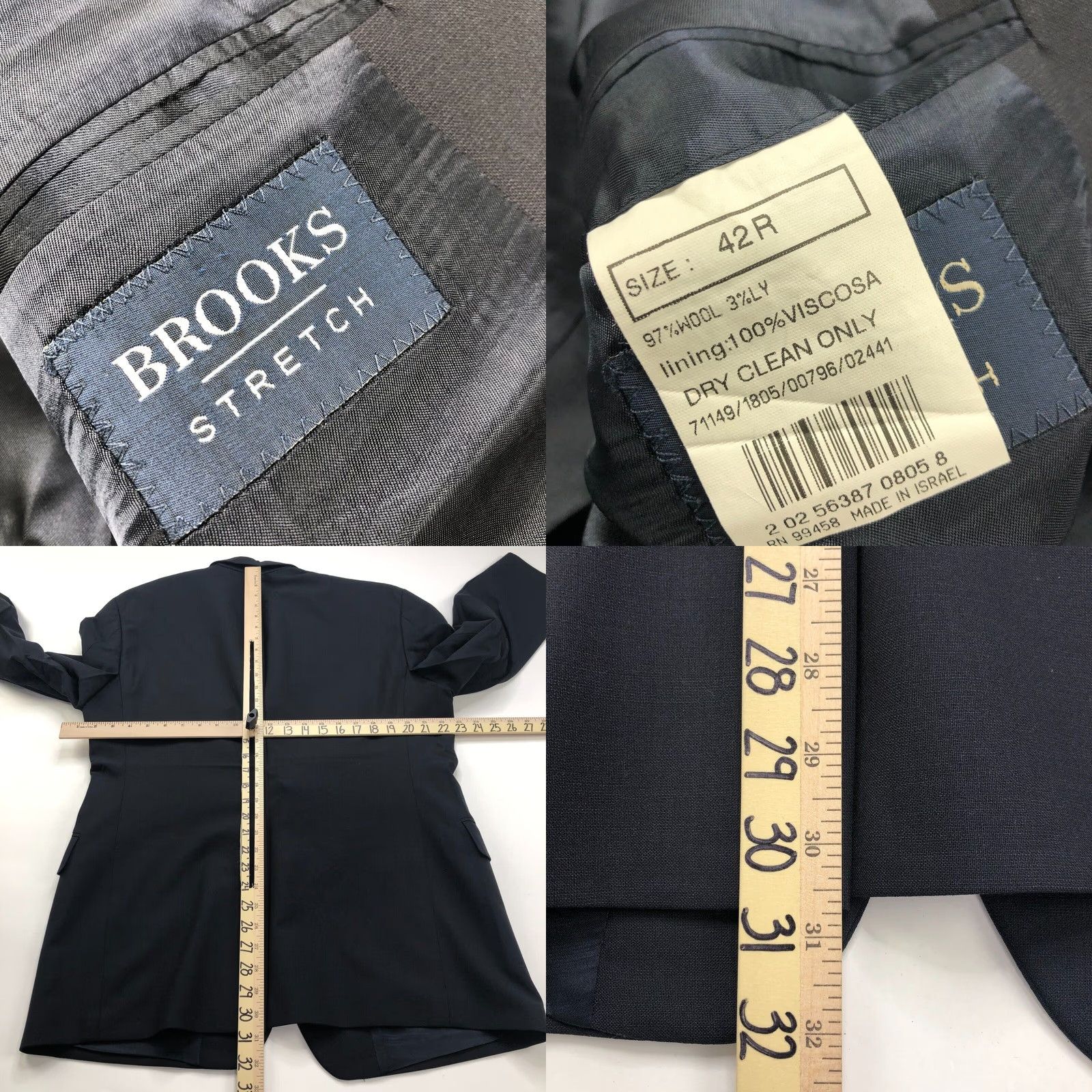 Brooks Brothers Brooks Brothers 42R Blue Stretch Wool Blend Button Blazer Sport Coat Jacket Size 42R - 9 Thumbnail