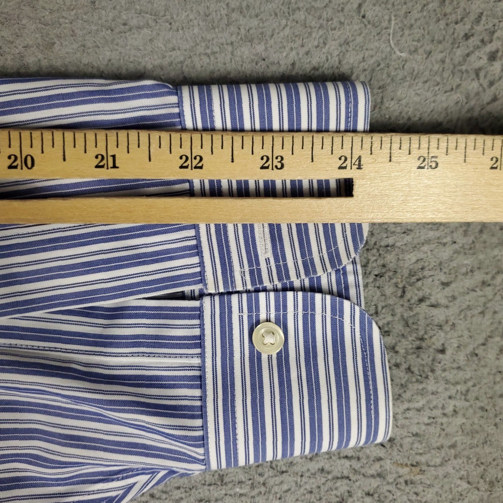 Brooks Brothers Brooks Brothers Shirt Mens 17.5 Blue Striped Madison Dress Button Up Long Sleeve Shirt Regular Size 48R - 6 Thumbnail