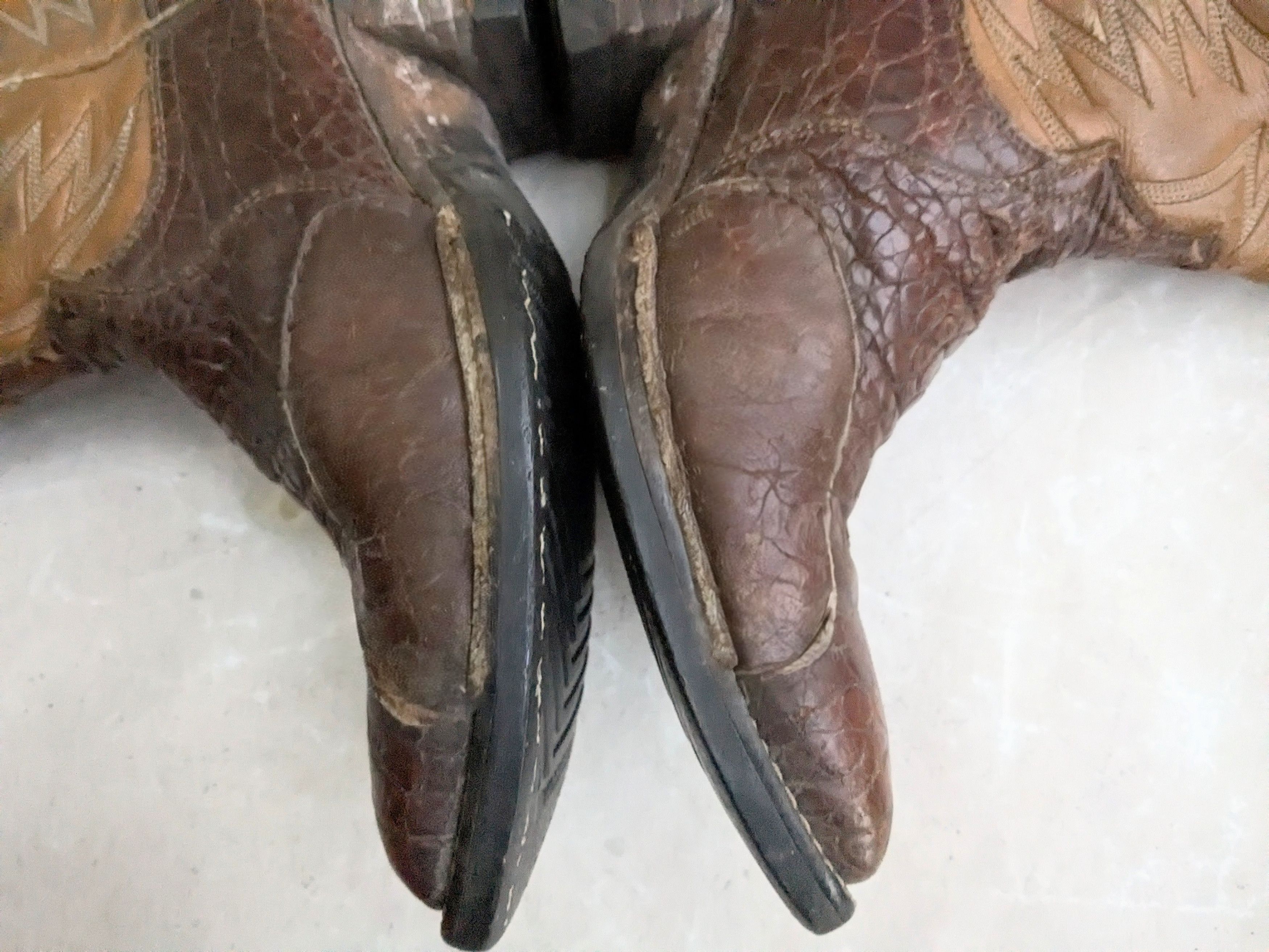Dan Post Dan Post Cowboy Boots Brown Crocodile Leather 9 D Size US 9 / EU 42 - 9 Thumbnail