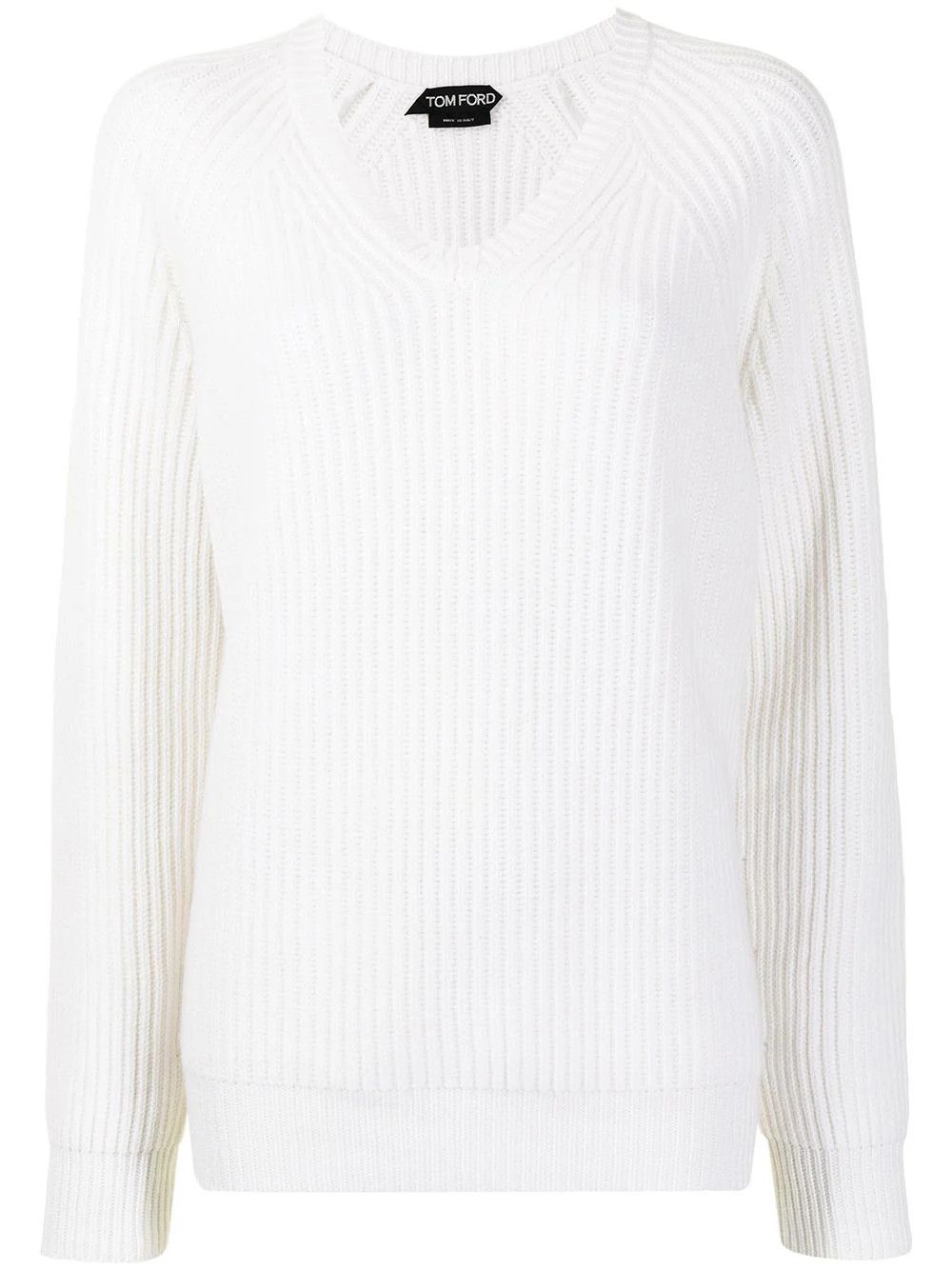 o1loc1c0724 MAK1048 Ribbed Cashmere Jumper in White
