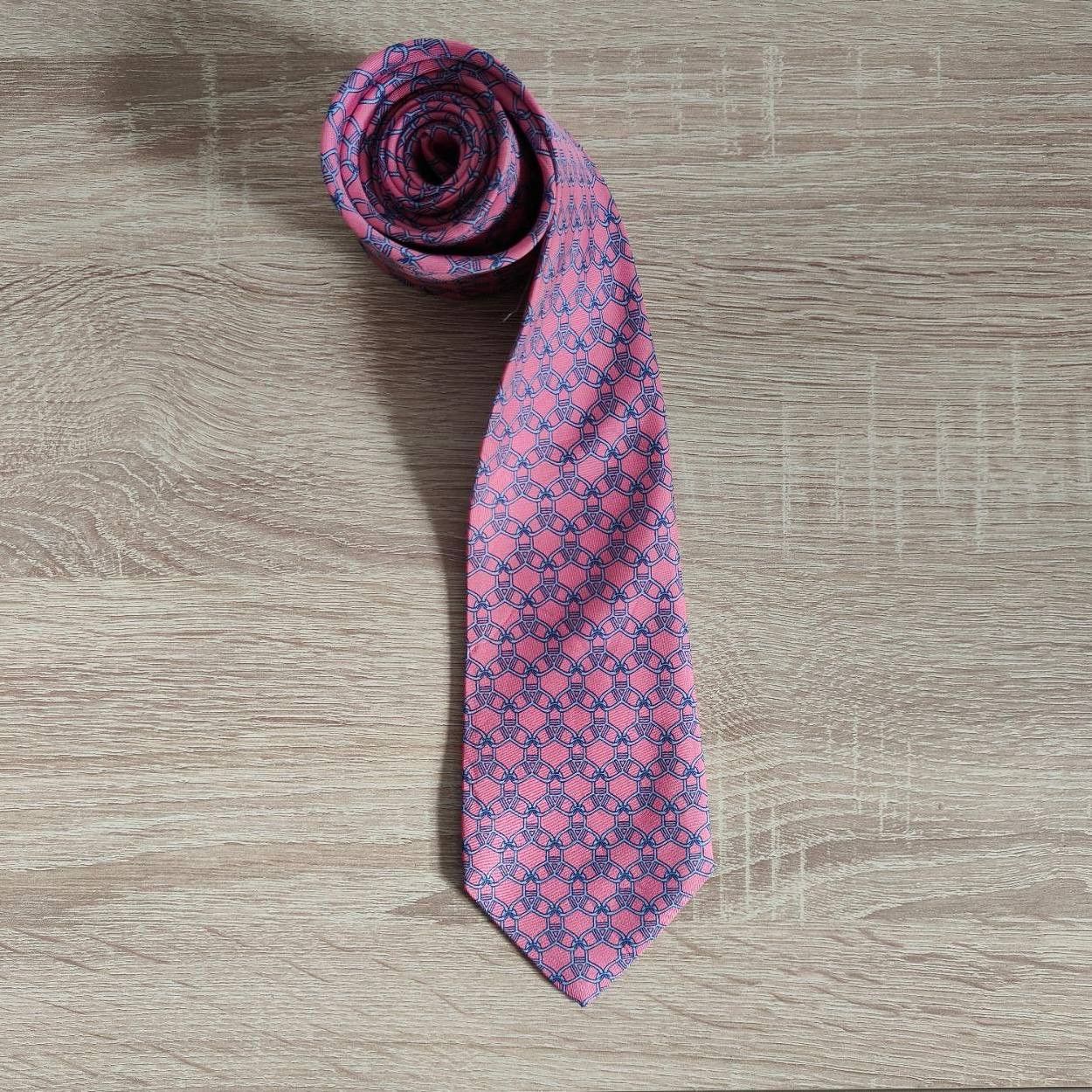 Hermes Hermes Paris Silk Tie 7075 OA Chain Pink Size ONE SIZE - 1 Thumbnail