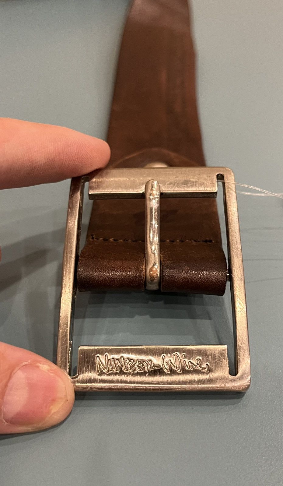 Japanese Brand Vintage Number Nine Leather Belt Size 32 - 6 Thumbnail