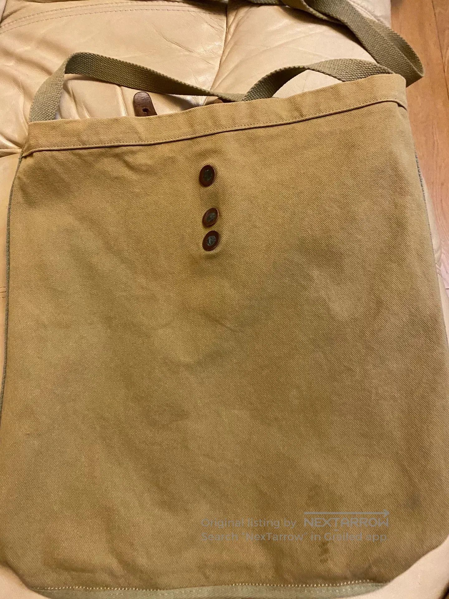 RRL Ralph Lauren vintage olive canvas leather tote bag. Size ONE SIZE - 9 Thumbnail