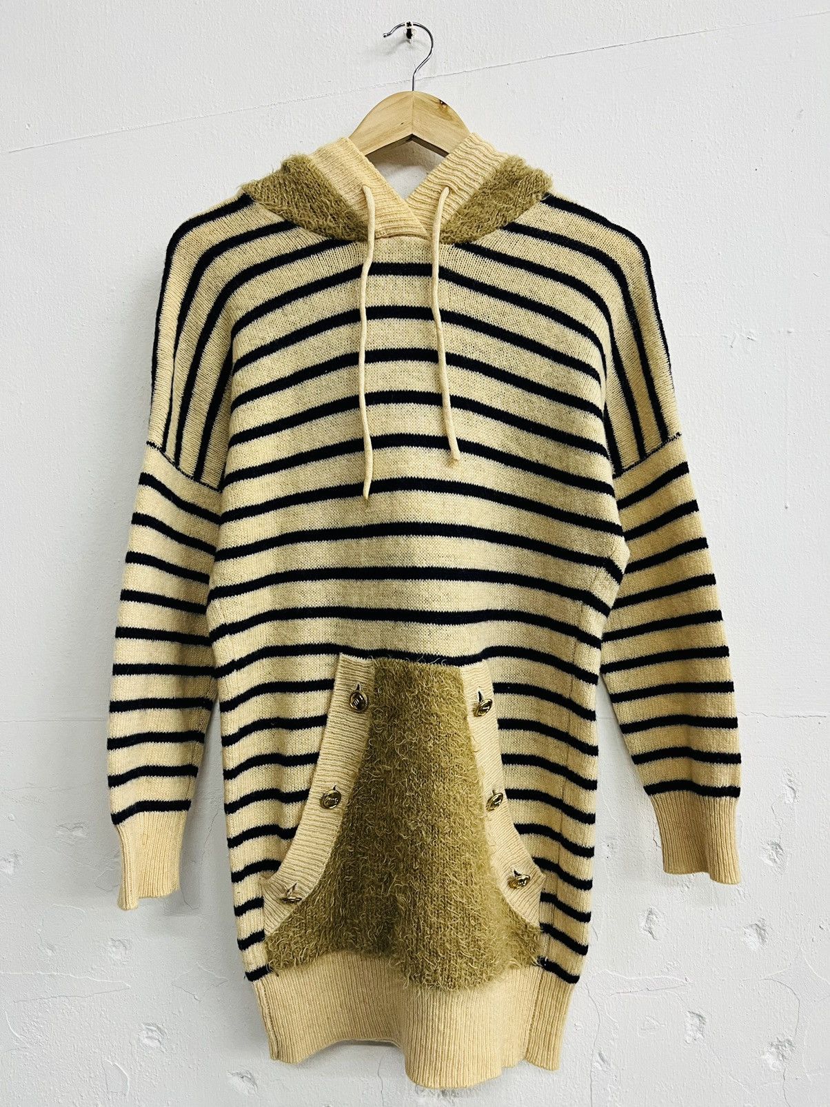image of Issey Miyake x Mercibeaucoup Knit Mohair Fur Sweater in Gold, Men's (Size Medium)