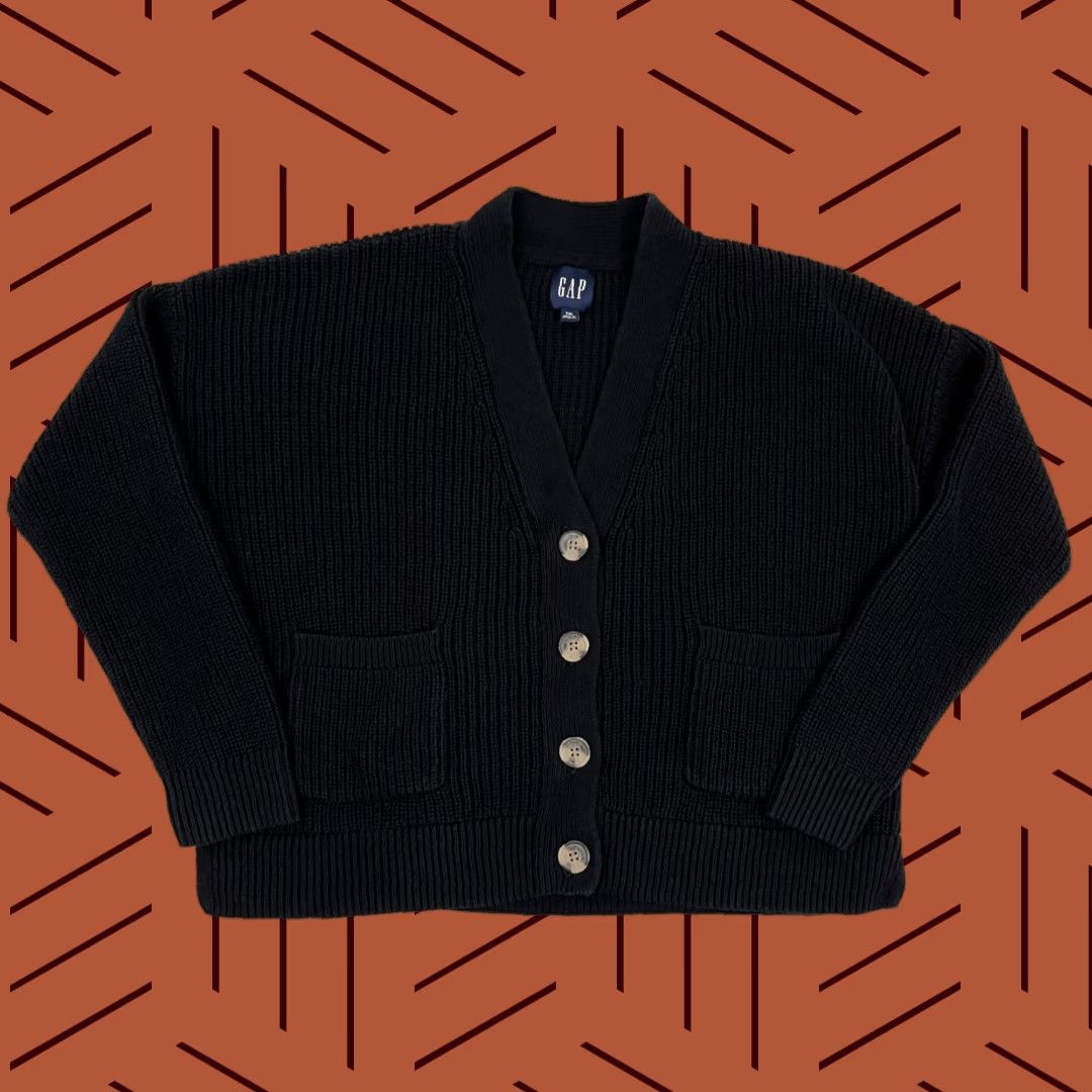Gap GAP Cardigan Sweater Women L / XL Dark Navy Blue Knit Academia Grandma Core Prep Size XL / US 12-14 / IT 48-50 - 1 Thumbnail