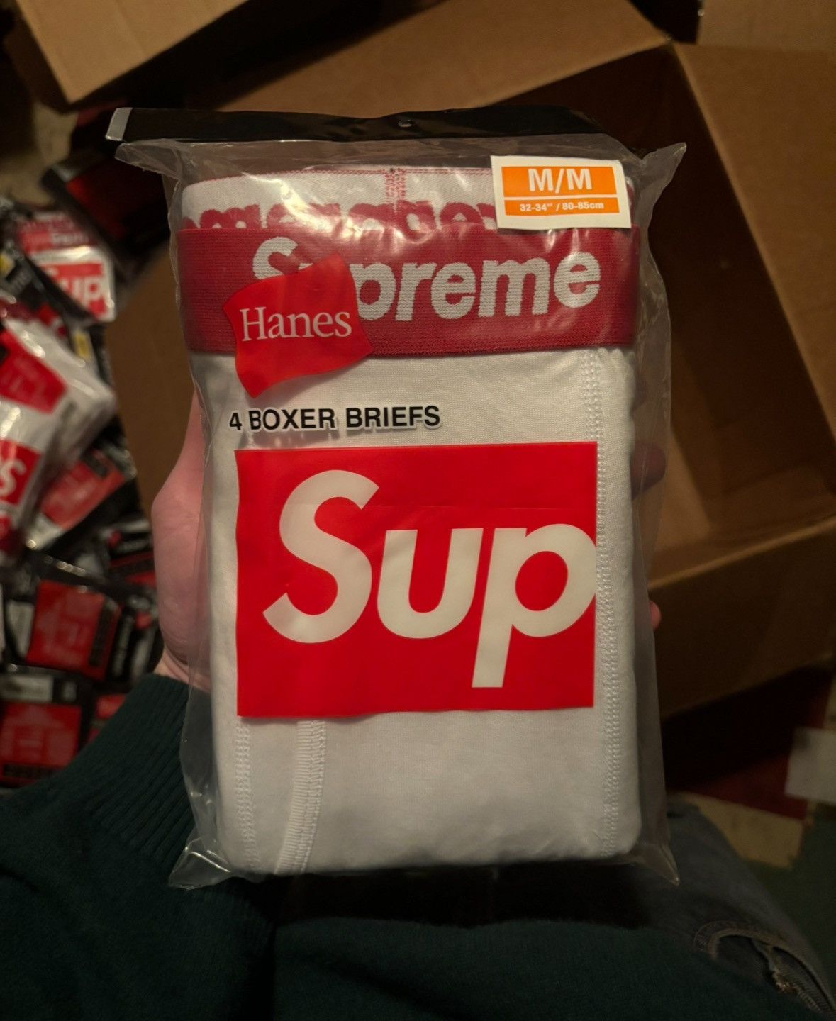 Supreme x Hanes Boxer Briefs (4 pack) - White - SIZE MEDIUM