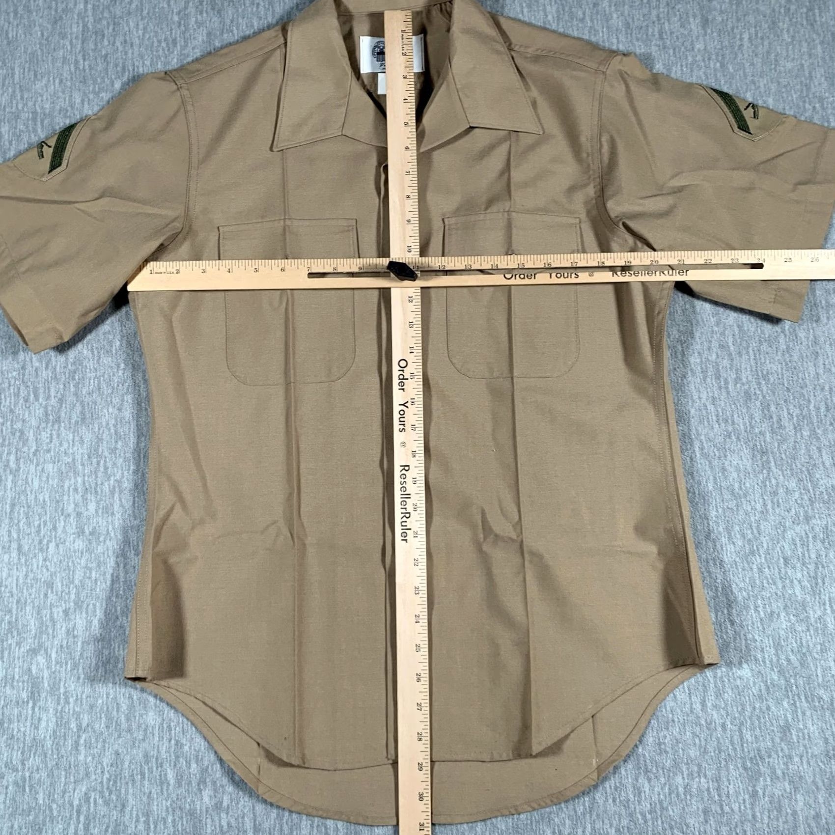 Vintage Defense Logistics Agency Shirt Mens 16 Khaki Quarter Sleeve Uniform Wool Blend Size US L / EU 52-54 / 3 - 6 Thumbnail