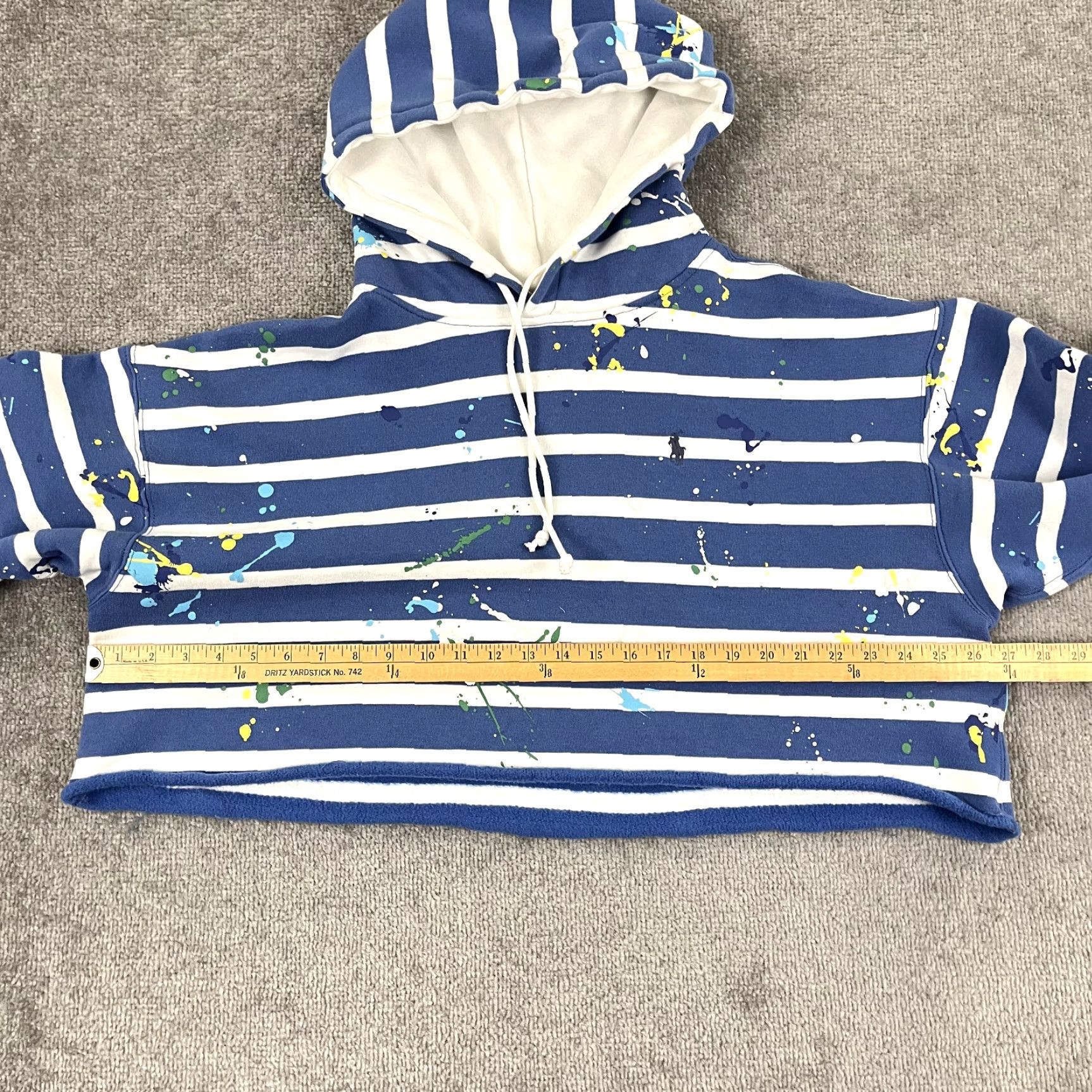 Polo Ralph Lauren POLO RALPH LAUREN Hoodie Womens Large Cropped Boxy Paint Splatter Sweatshirt Gym Size L / US 10 / IT 46 - 5 Thumbnail