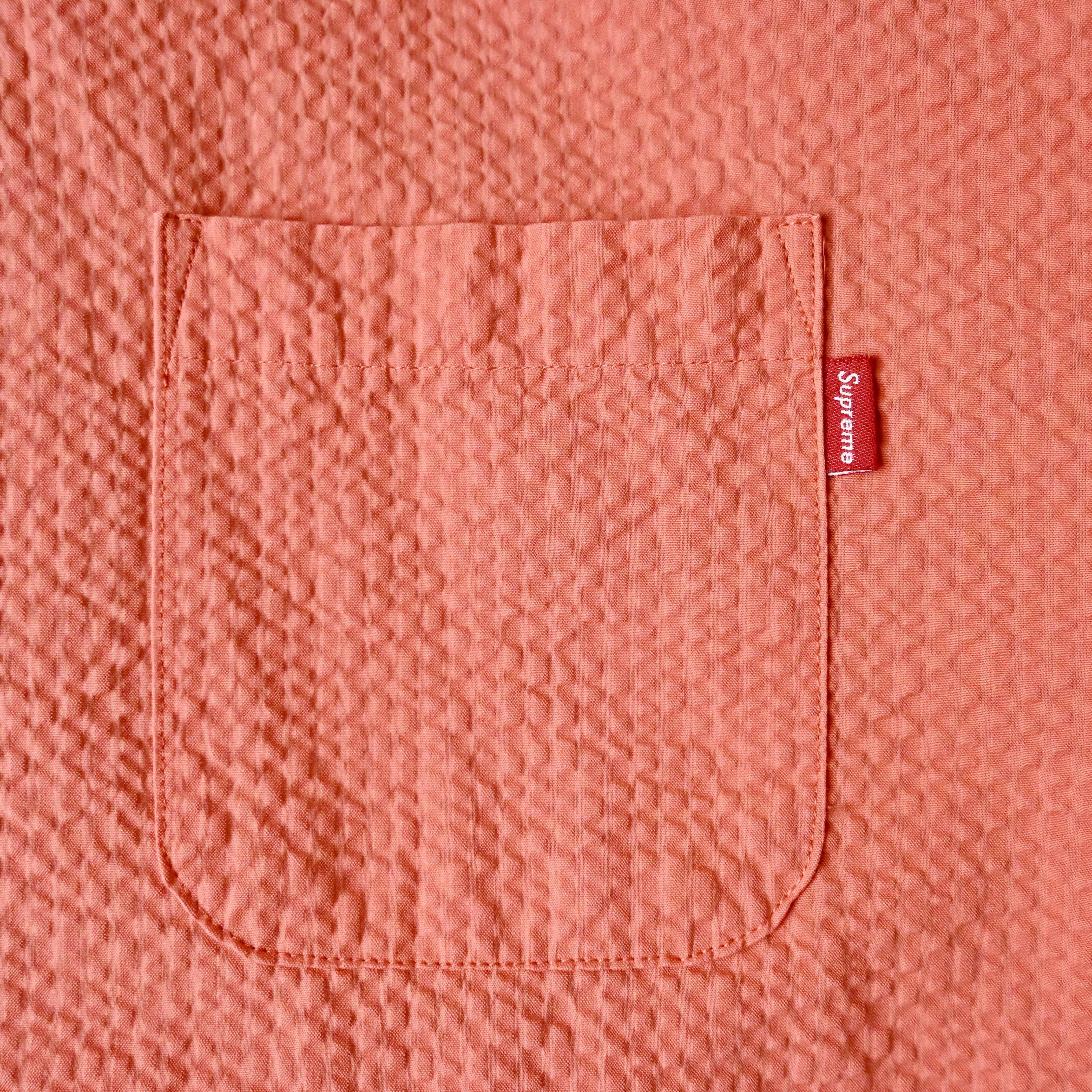 Supreme 15 S/S Supreme seersucker cotton hooded shirt peach L Size US L / EU 52-54 / 3 - 6 Thumbnail