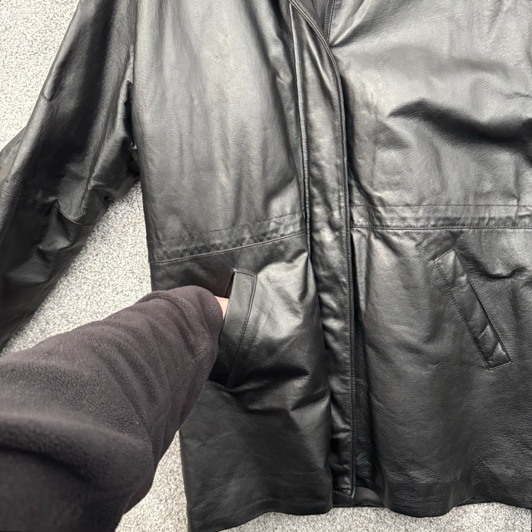 Vintage VINTAGE Phase Two Leather Coat Mens XL Black 90s Y2K Streetwear Overcoat Lined Pockets Zipper Casual Size US XL / EU 56 / 4 - 5 Thumbnail