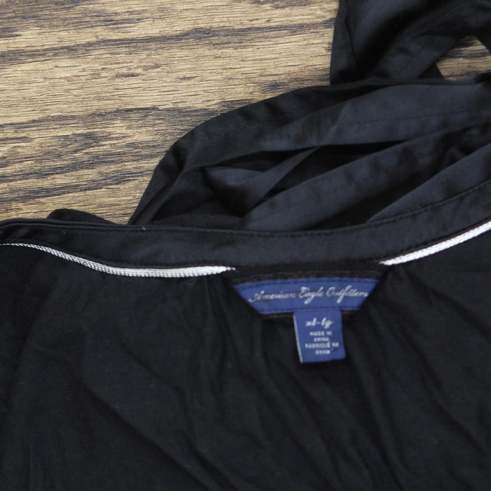 American Eagle Outfitters American Eagle Knit Belted Satin Trim Minidress Black Xl Size XL / US 12-14 / IT 48-50 - 3 Thumbnail