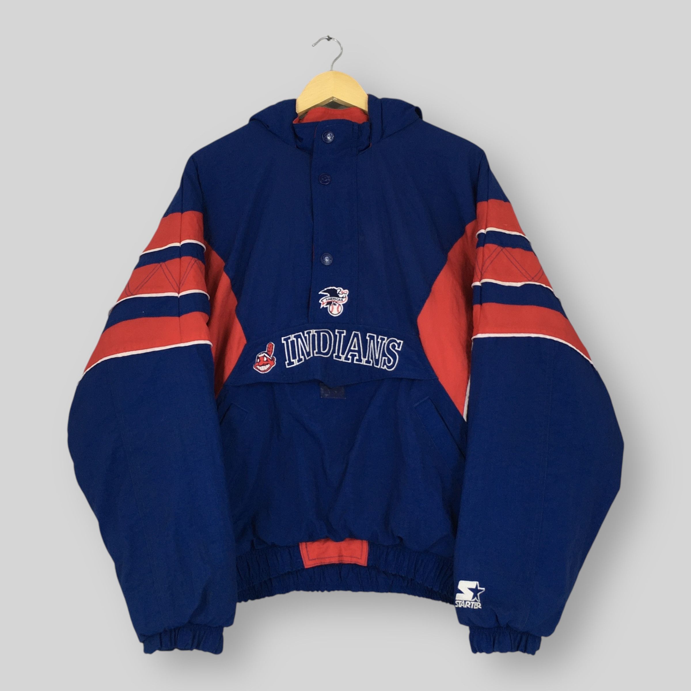 Vintage STARTER Cleveland Indians 1/4 Zip Pullover Jacket Sz