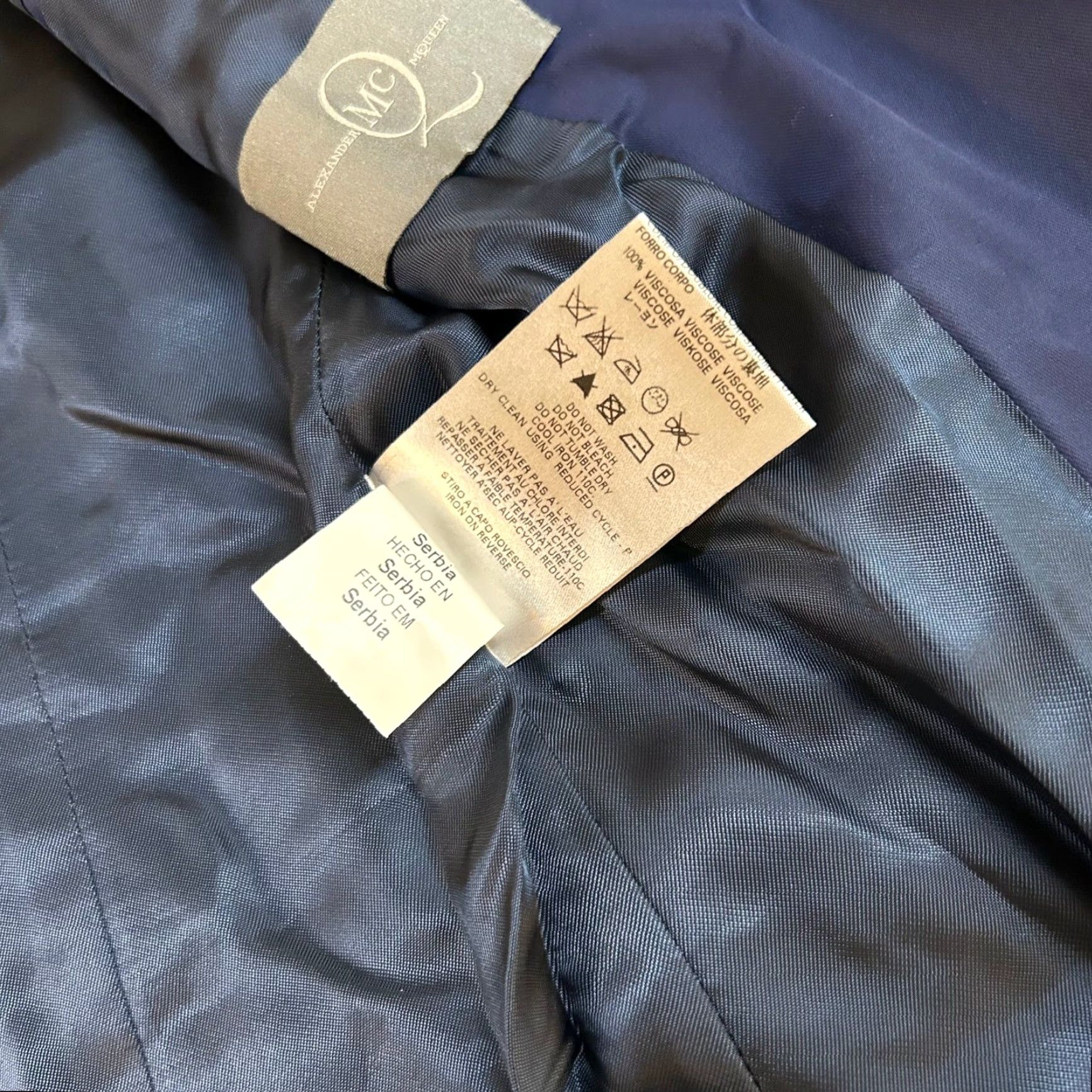 Alexander McQueen Alexander McQueen Blazer Women Navy Blue Viscose Lined 38 Button Hook Asymmetrical Tailored Formal Party/Cocktail Jacket Size XS / US 0-2 / IT 36-38 - 5 Thumbnail