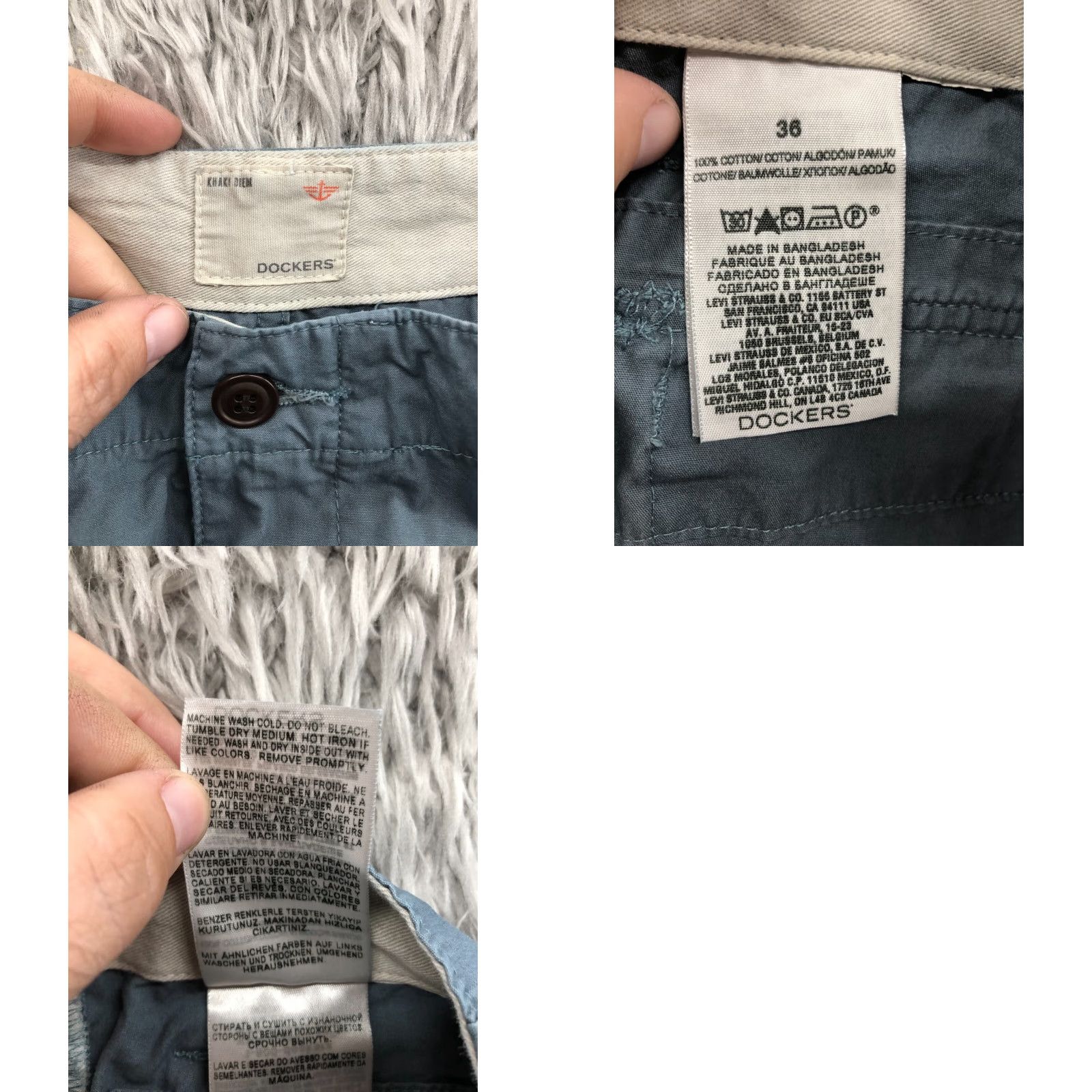 Dockers DOCKERS Cargo Shorts Mens 36 Mid Rise Dark Wash Blue Khaki 5-Pocket Regular Inseam 10in Cotton Blend Knit Image: Logo Casual Summer Spring Fall Mens Size US 36 / EU 52 - 8 Thumbnail