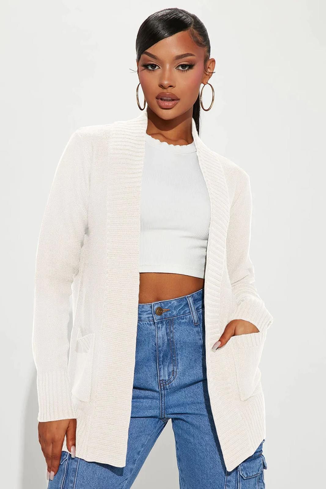 Fashion Nova Moments After Cardigan - Ivory Size M / US 6-8 / IT 42-44 - 1 Thumbnail