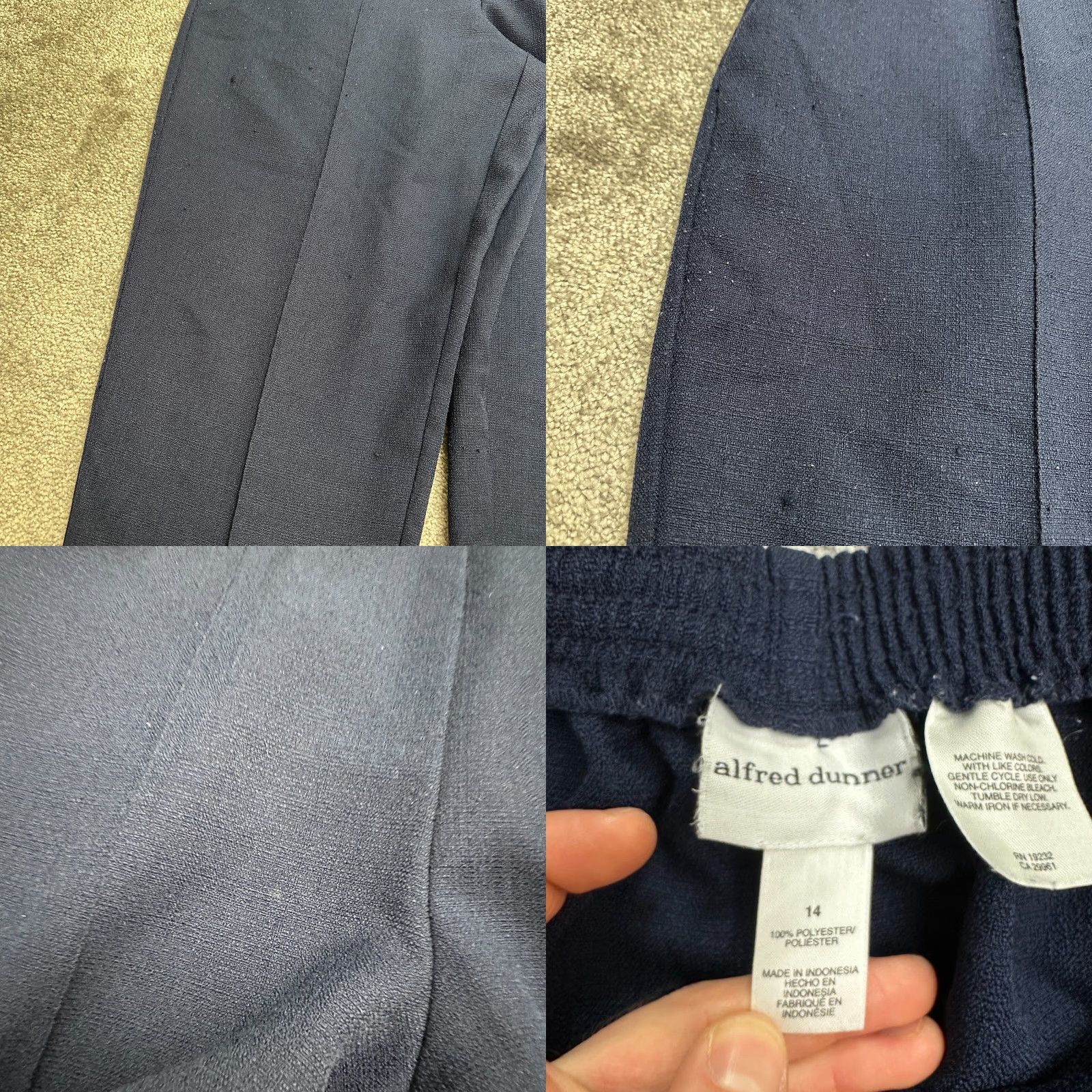 Vintage Alfred Dunner Dress Pants Women 14 Blue Pull On Straight 33x27 Vintage Regular Dress Pants, Blue, Solid, Preppy, Designer, 14 Size 36" / US 14 / IT 50 - 8 Thumbnail
