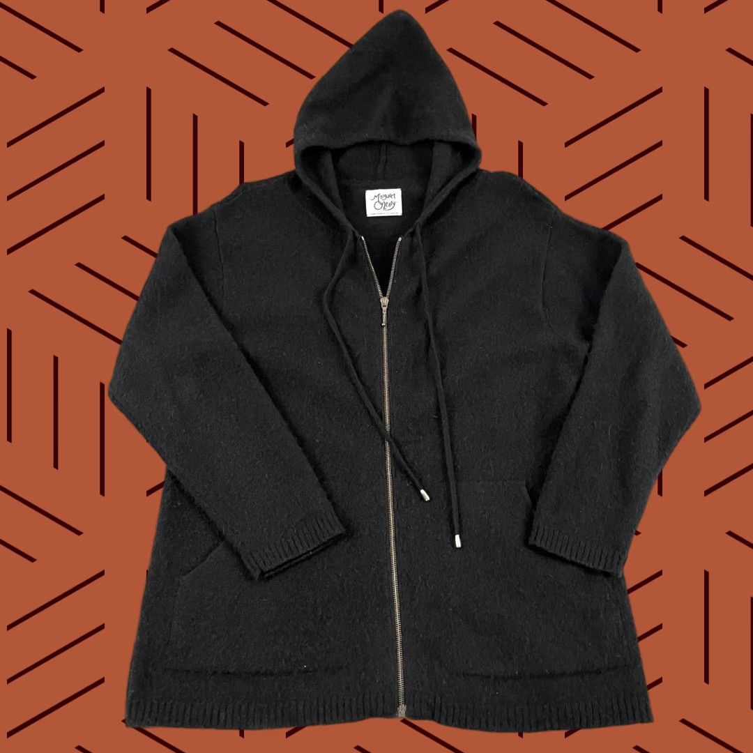 Vintage VINTAGE Margaret O'Leary Sweater Jacket Womens Size 2 Black Merino Wool Blend Hooded Zip Size XS / US 0-2 / IT 36-38 - 1 Thumbnail