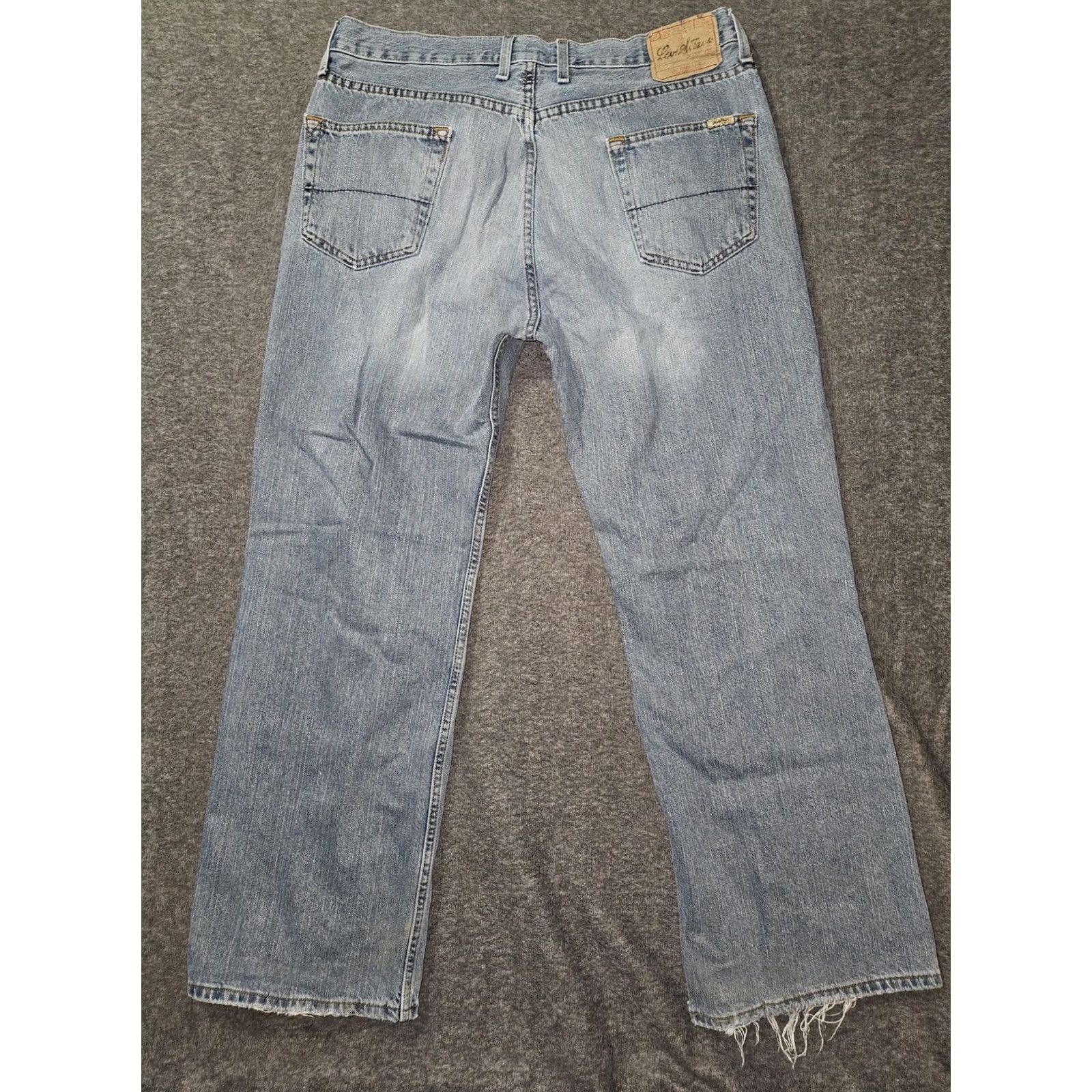 Vintage Levi Strauss Signature Low Loose Boot Jeans Mens 36x32 Light Blue Denim Vintage 5-Pocket Logo Zip Front Bootscut Regular Waist Mens Size US 36 / EU 52 - 7 Thumbnail
