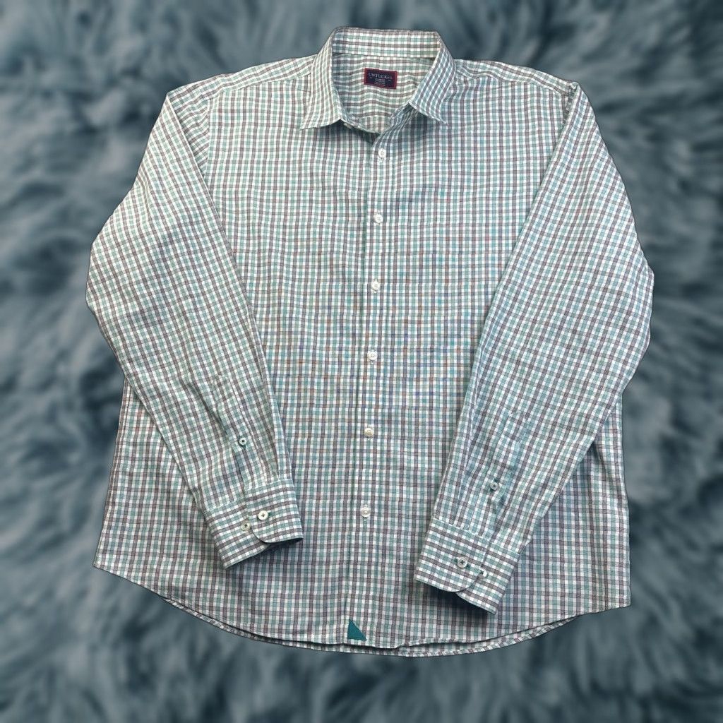 UNTUCKit UNTUCKit Shirt Mens XL Green Gingham Plaid Check Button-Up Long Sleeve Casual Workwear Cotton Wrinkle Free Size US XL / EU 56 / 4 - 1 Thumbnail