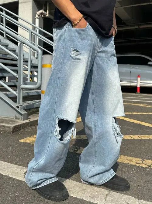 Jean Ripped Y2K RETRO 90s denim jeans Size US 34 / EU 50 - 1 Thumbnail