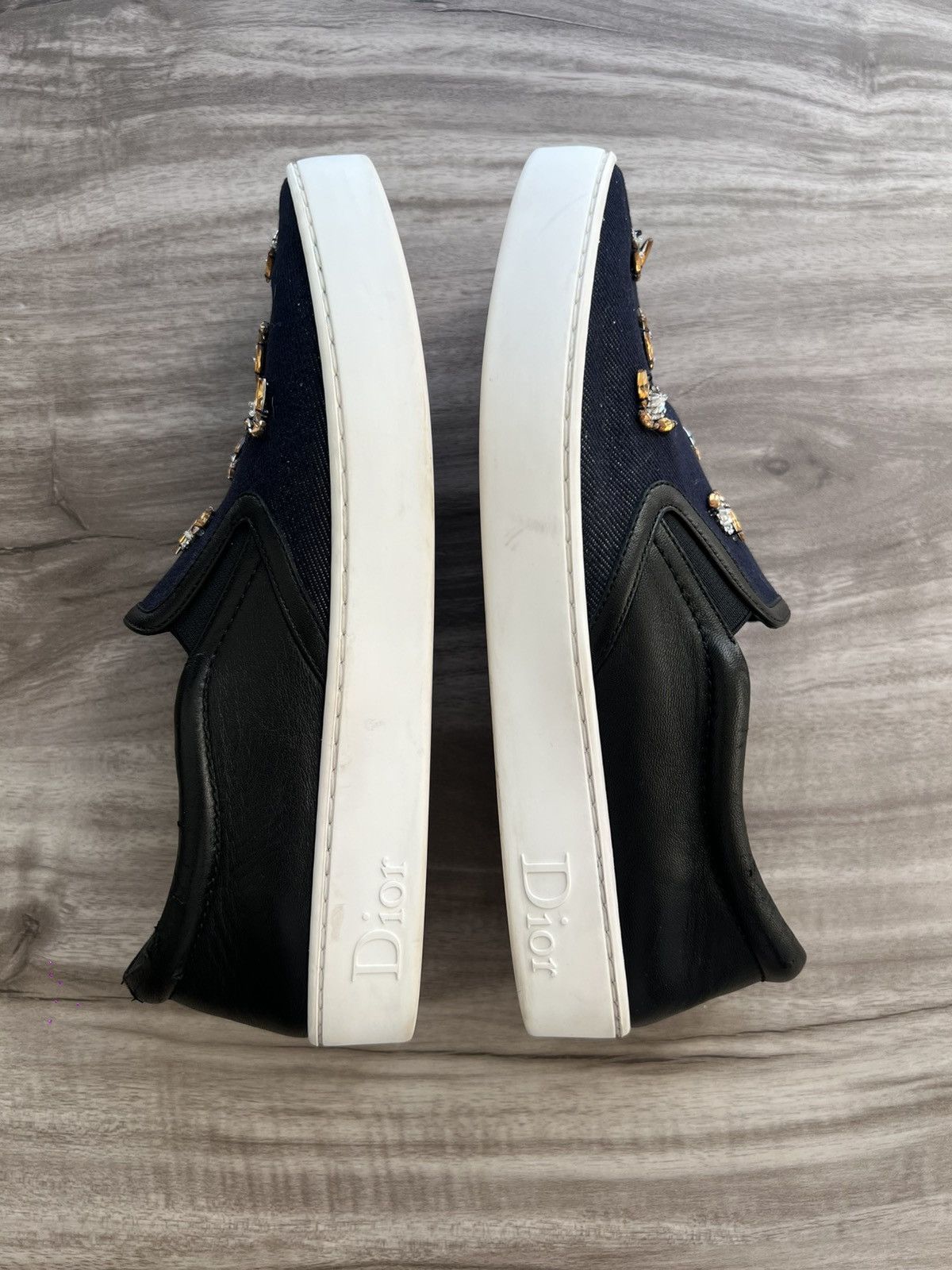 Dior Christian Dior Navy Denim Leather Bee Slip-On Size 8 Women’s Size US 8 / IT 38 - 2 Thumbnail
