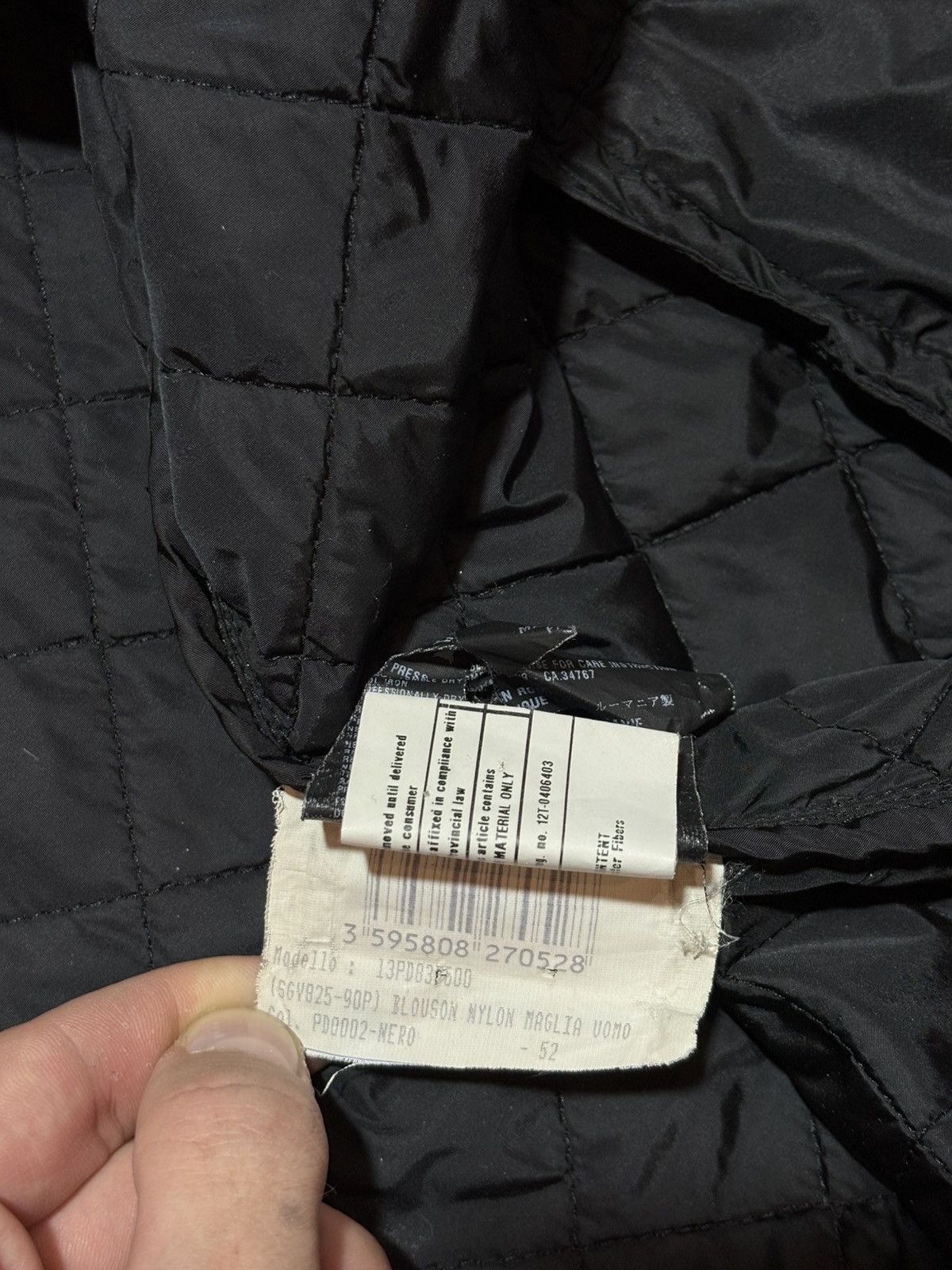 Prada Prada Nylon Jacket Quilted Knit Switching Wool 52 Black Size US XL / EU 56 / 4 - 19 Thumbnail