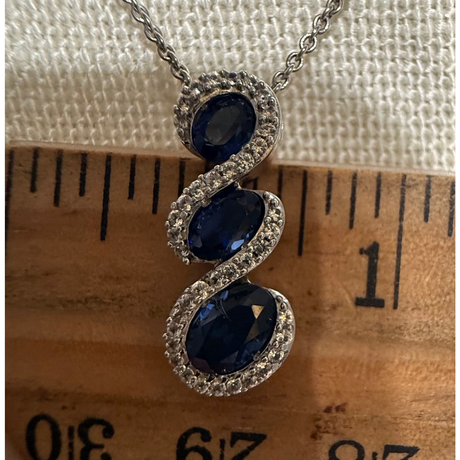 Other Vtg Sterling Silver authentic Sapphire Necklace 16” Size ONE SIZE - 4 Thumbnail