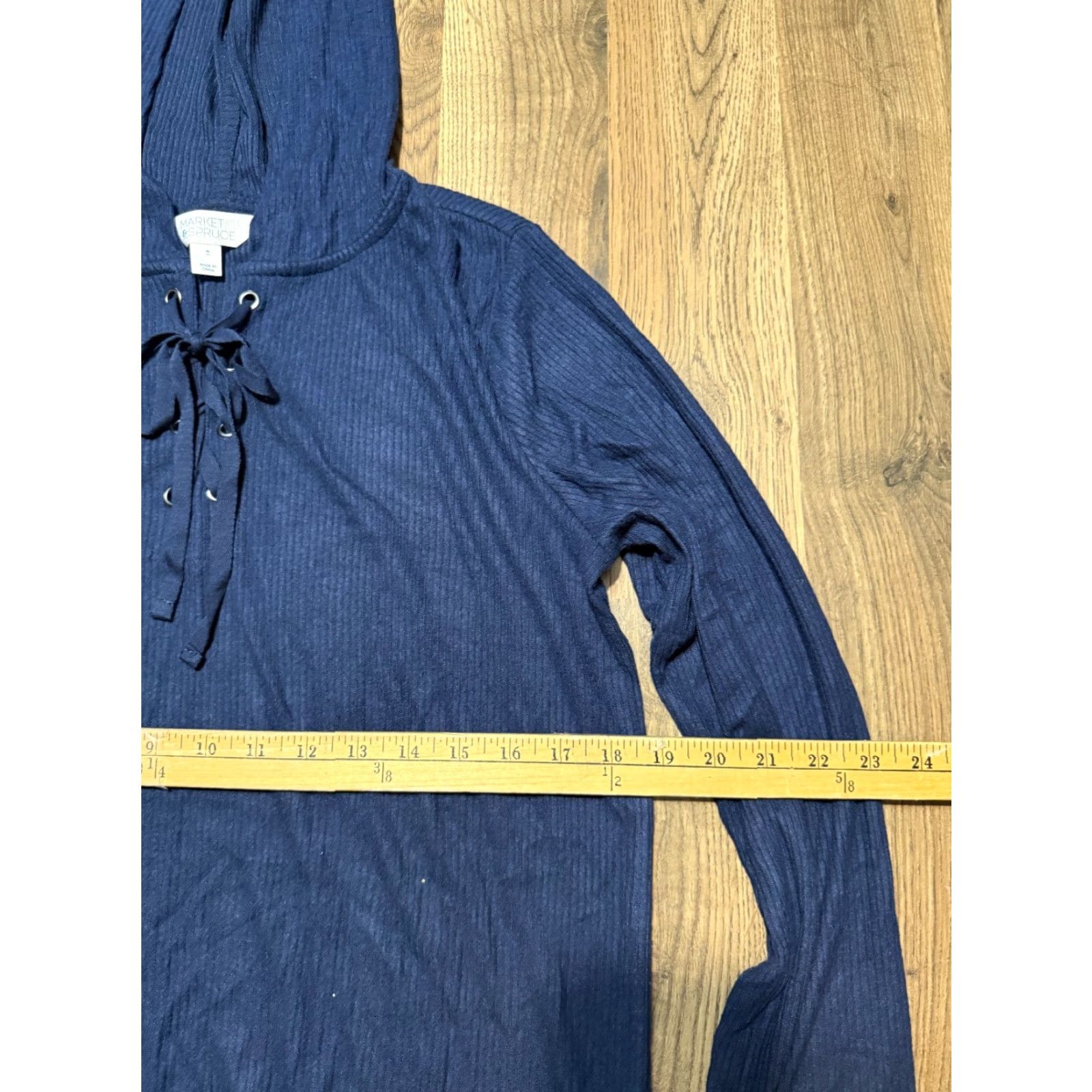 Market Market & Spruce Hoodie Women’s Size Medium Blue Long Sleeve V-neck Pullover Size M / US 6-8 / IT 42-44 - 6 Thumbnail