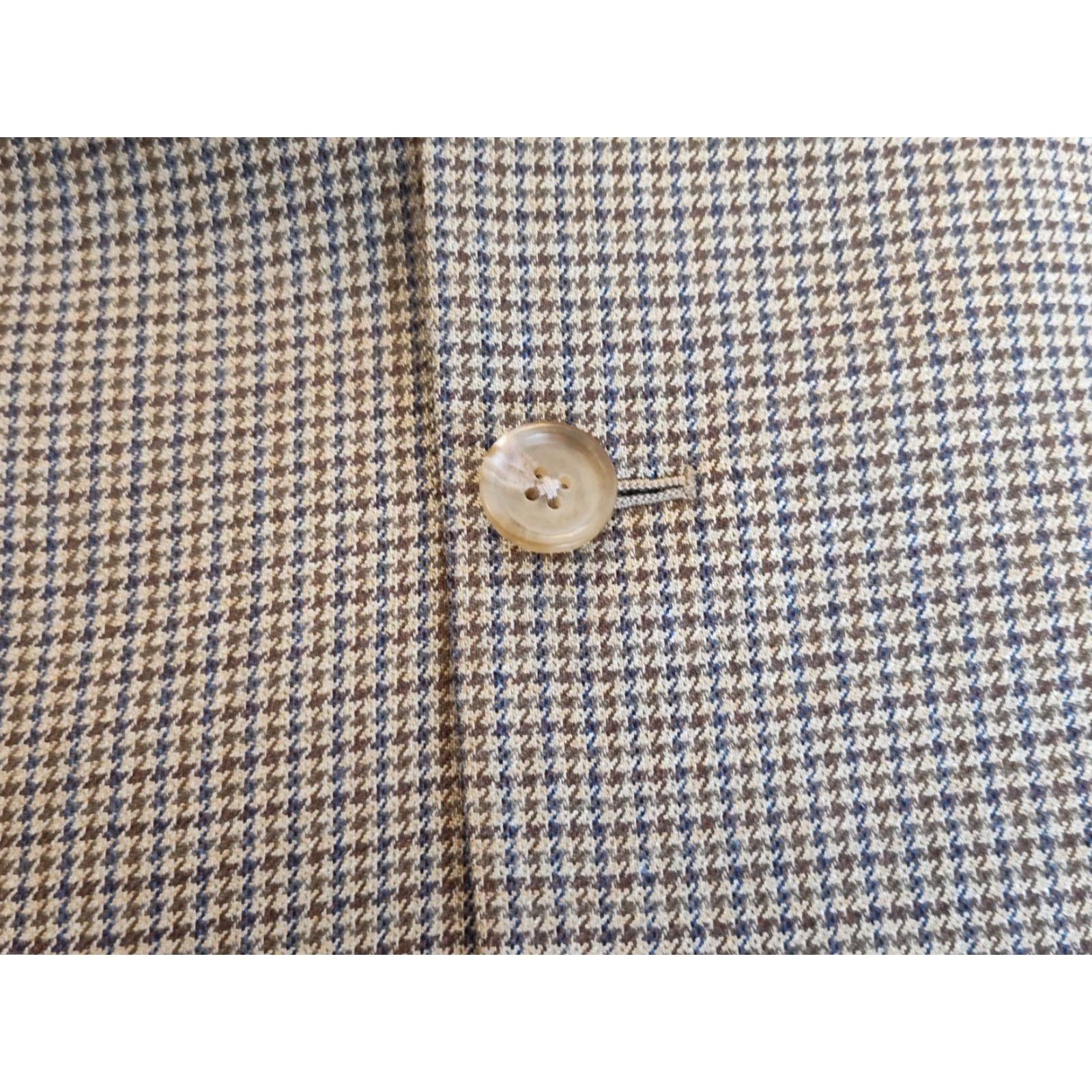 Stafford Lauren Ralph Lauren Suit Jacket Houndstooth Mens 43L Blazer Silk Wool Tweed Notch Lapel Single-Breasted Two-Button Long Modern Dress Size 46R - 6 Thumbnail