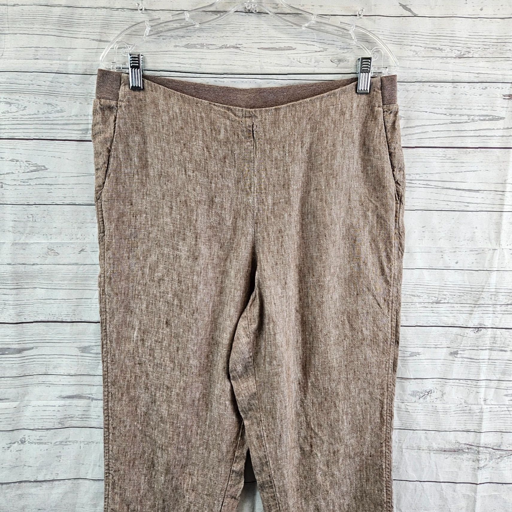 J. Jill J Jill Love Linen Womens Pants Sz Medium Tall Brown Pull On Mid Rise Size 32" / US 10 / IT 46 - 2 Thumbnail