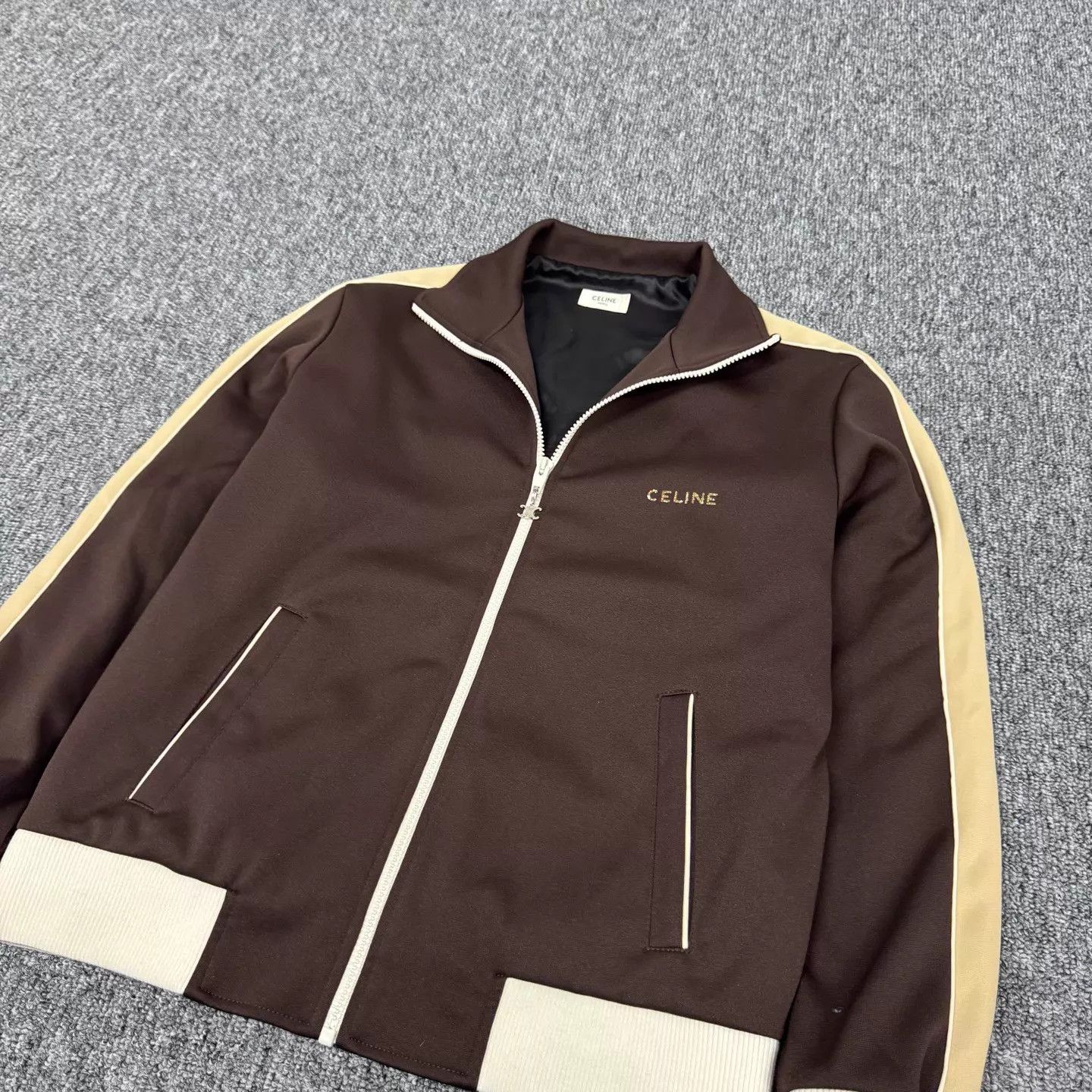 Celine Celine Brown Gold Foil Letter Logo Track Jacket Size XS / US 0-2 / IT 36-38 - 3 Thumbnail