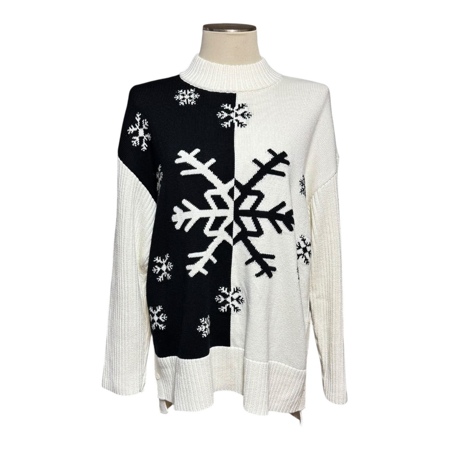 Talbots Talbots Cotton Wool Snowflake Sweater Black Cream XL Size XL / US 12-14 / IT 48-50 - 1 Thumbnail