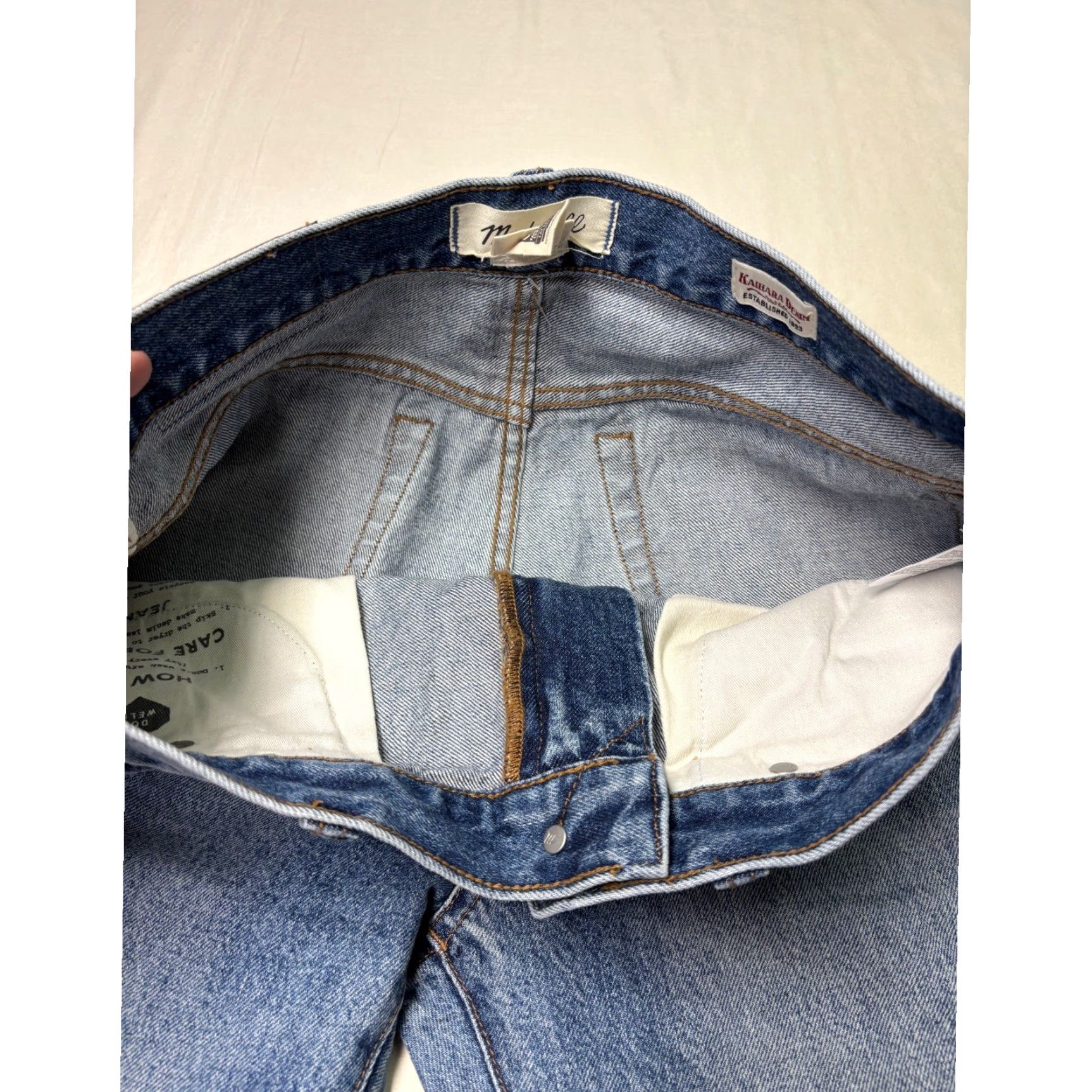 Madewell Madewell Jeans Mens Kaihara Denim Straight Leg Distressed 31 W 31x32 Blue Medium Cotton 5-Pocket Button Zip Modern Casual Mens Size US 31 - 4 Thumbnail