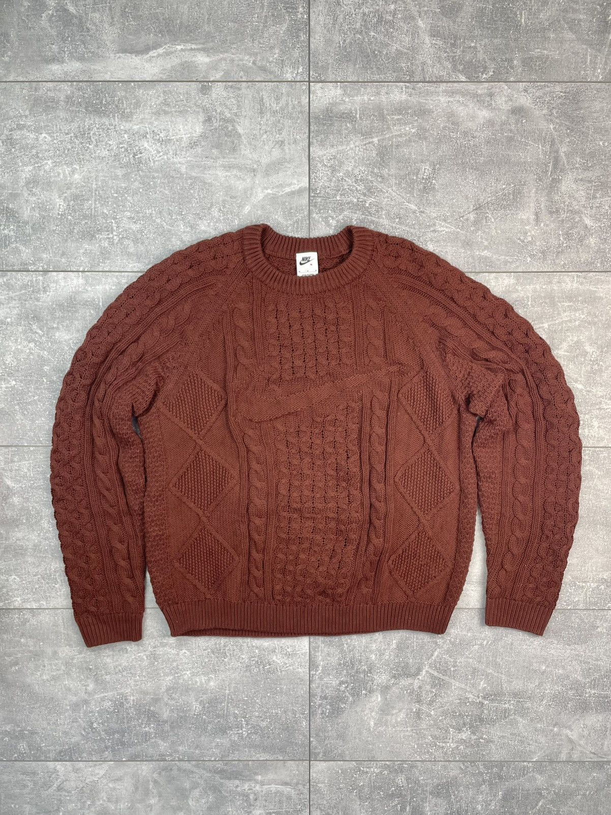 Nike Nike Life Cable Knit Sweater Brown Size US M / EU 48-50 / 2 - 1 Thumbnail