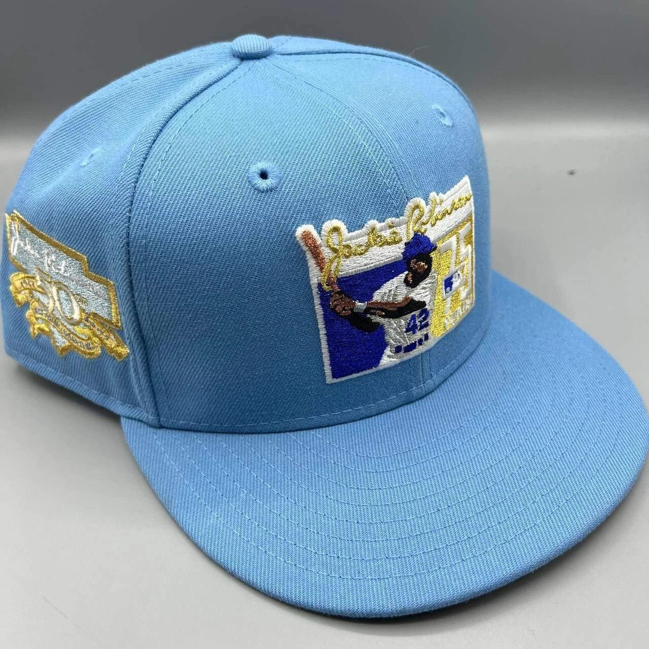 New Era Jackie Robinson #42 Dodgers Hat Men 7 1/2 Blue MLB Fitted Size ONE SIZE - 1 Thumbnail