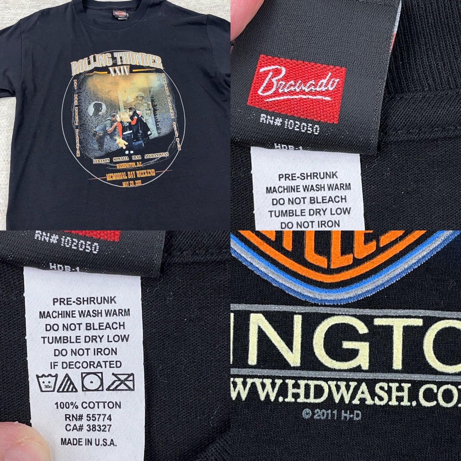 Harley Davidson VINTAGE Harley-Davidson Shirt Men Large Black Tee Rolling Thunder Biker Y2K Pow Mia 80s 90s USA Logo Mens Size US L / EU 52-54 / 3 - 8 Thumbnail