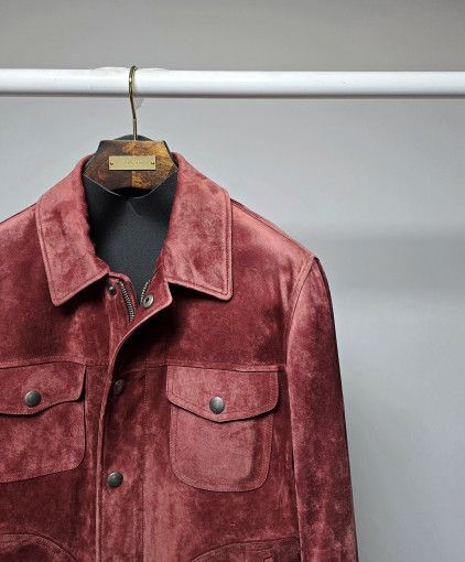 Tom Ford o1sm1stk0725 Cashmere Suede Trucker Jacket in Red Size US M / EU 48-50 / 2 - 2 Thumbnail
