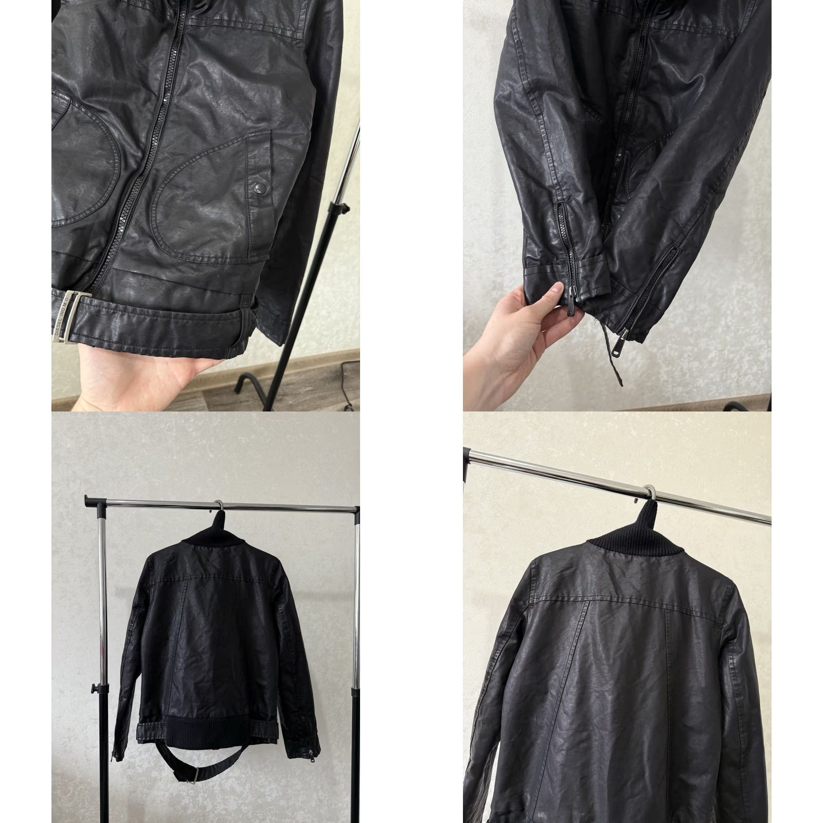 Diesel DIESEL LEATHER JACKET BLACK WOMEN’S VINTAGE STYLE MOTORCYCLE Jacket M Size M / US 6-8 / IT 42-44 - 8 Thumbnail