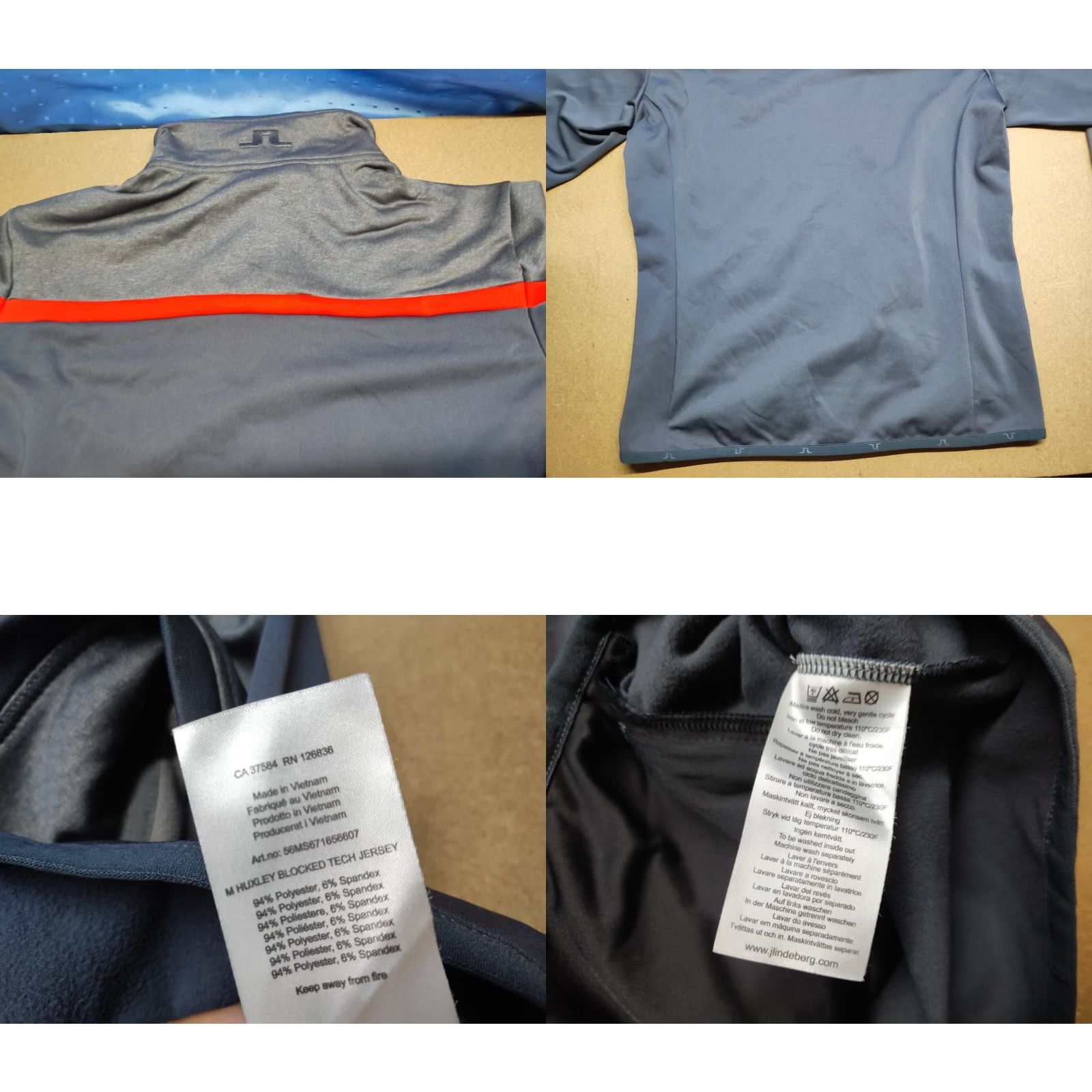 J.Lindeberg J. Lindeberg Mens Jacket XL Huxley Blocked Tech Jersey Golf Midlayer Zip Full Zip Quick Dry Multicolor Regular Men Jacket Keepers Size US XL / EU 56 / 4 - 8 Thumbnail