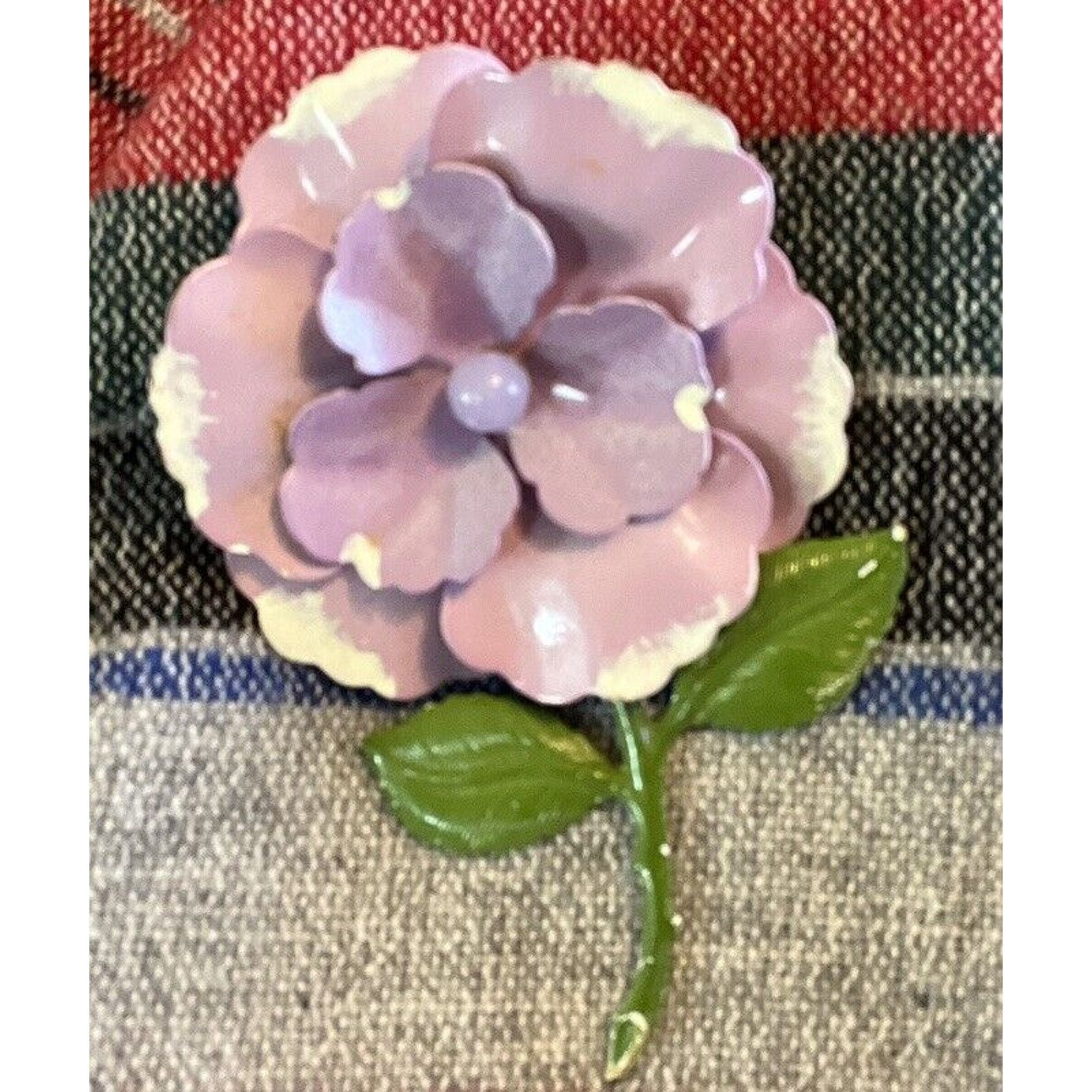 Other Vintage Purple Rose Metal & Enamel Painted Pin/ Brooch EUC Size ONE SIZE - 6 Thumbnail