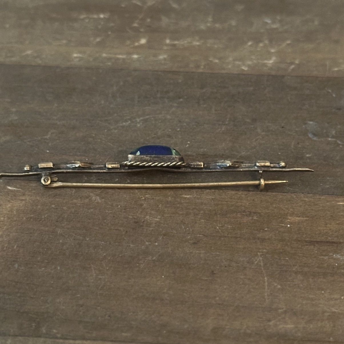 Other Antique long brooch with blue and foil green stone Size ONE SIZE - 6 Thumbnail