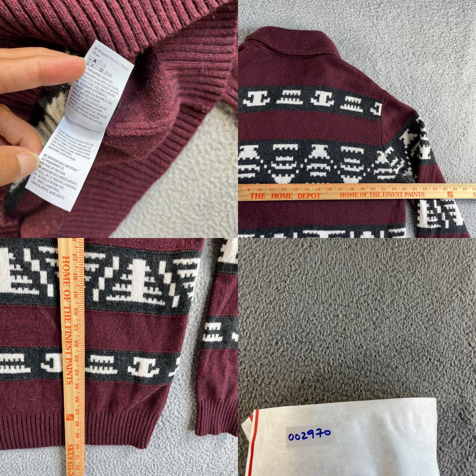 American Eagle Outfitters NEW American Eagle Outfitters Sweater Mens Extra Large Red Wool Aztec Southwestern Shawl Collar Pullover Knit Shirt? Size US XL / EU 56 / 4 - 9 Thumbnail