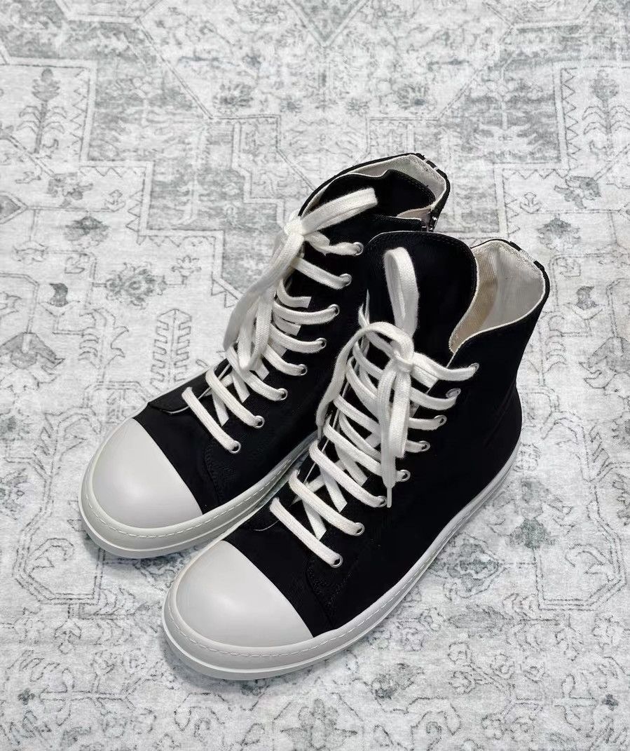 Rick Owens Rick Owens DRKSHDW canvas low-top sneakers, black and white Size US 7.5 / EU 40-41 - 3 Thumbnail